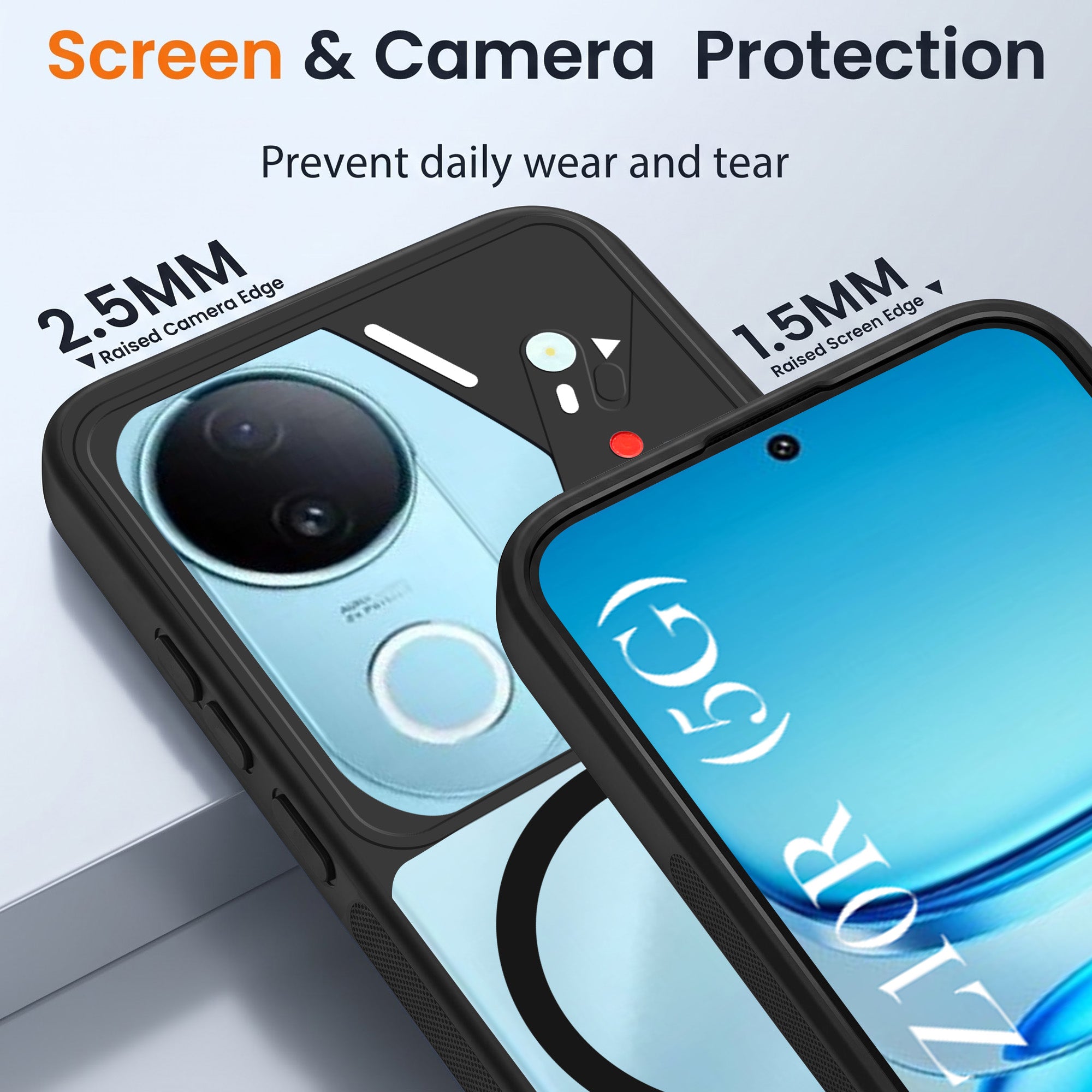 For Vivo iQOO Z10R Back Cover Case Lifetime Anti-Yellow Clear (Camera Protection | Side Grip | Wireless MagSafe Compatible)