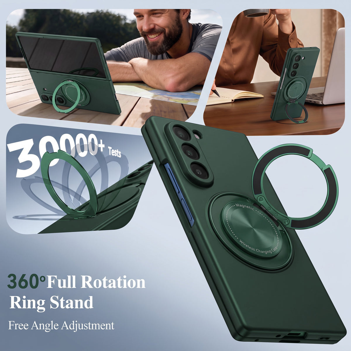 For Samsung Galaxy Z Fold 6 5G Back Cover Case (360° Rotating Kickstand Ring | Shockproof Camera Protection | Magnetic MagSafe Wireless Charging Support)