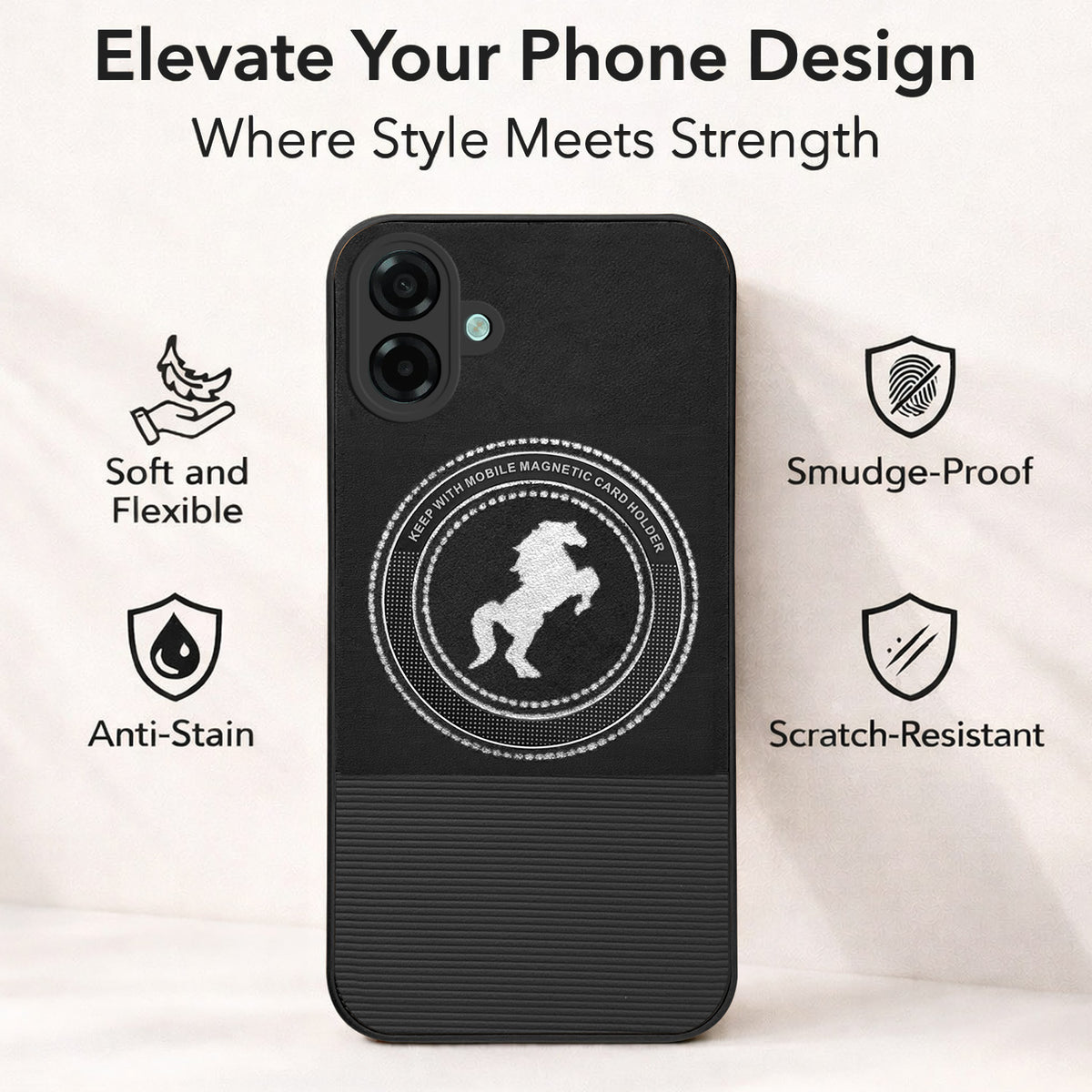 For Samsung Galaxy A07 5G | F70e 5G Back Cover Case PU Leather Finish (Professional Minimalist Texture | MagSafe Compatile | Camera Protection | Sleek Sober Formal)