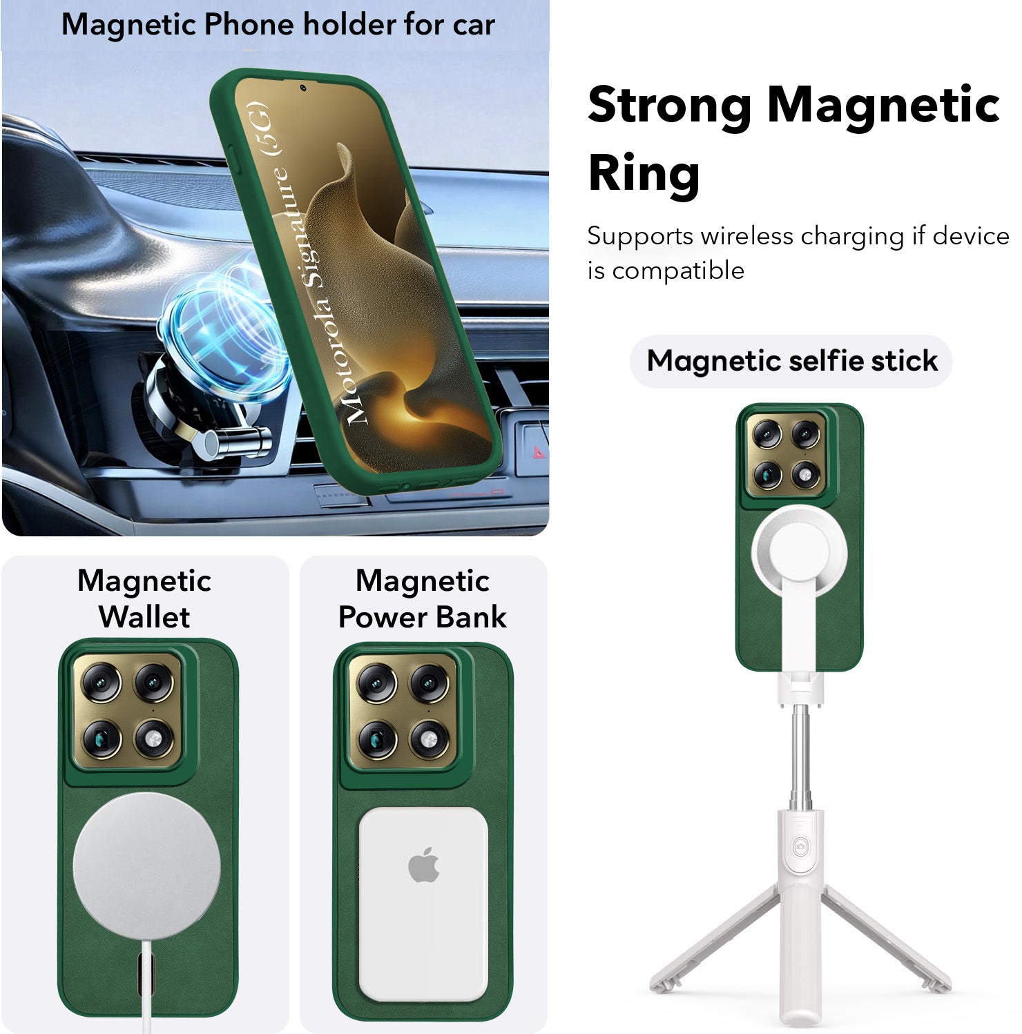 For Motorola Moto Signature 5G Back Cover Case Leather Finish (MagSafe Compatible Wireless Charging | Soft Touch | Camera Bump Protection)