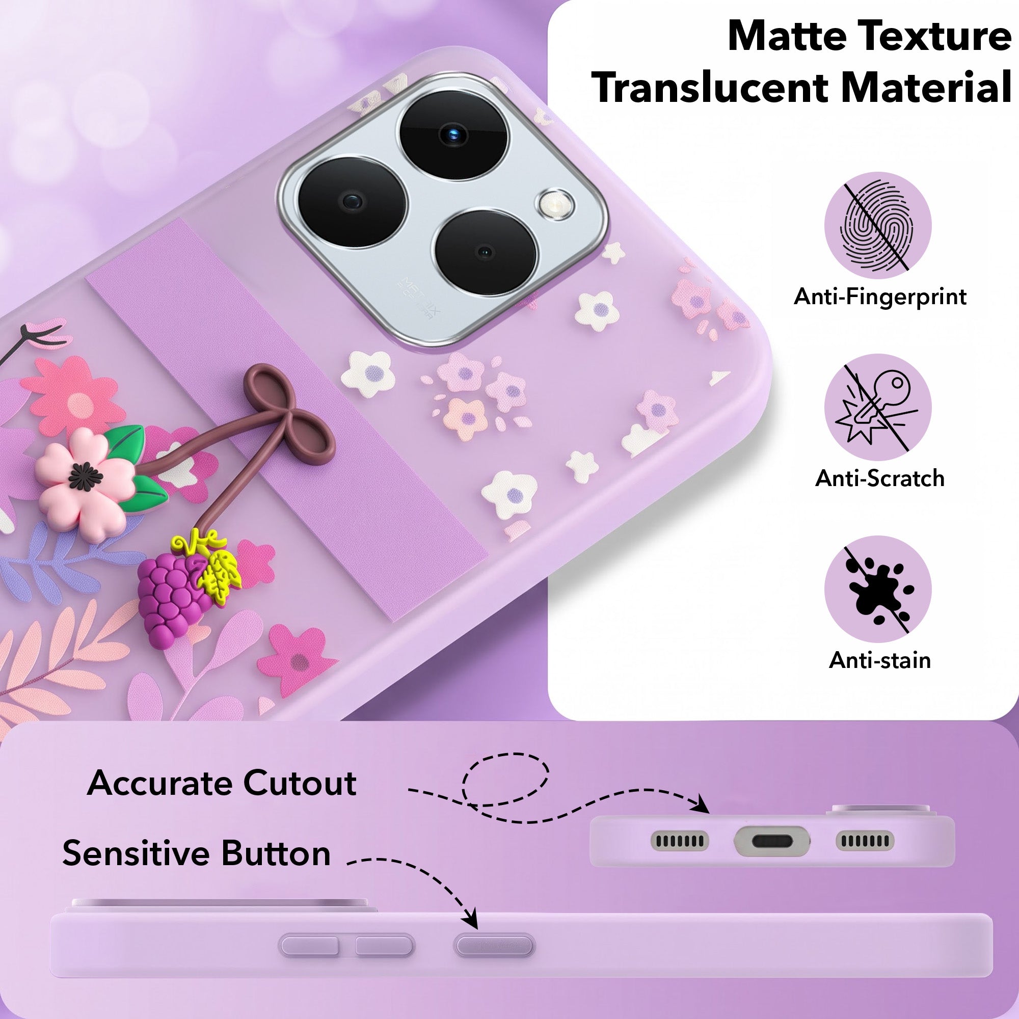 For Realme 15T | Realme Narzo 90 Back Cover Case (3D Cute Cartoons | Hard Back Side Soft | Matte Premium Finish | HD Printing)