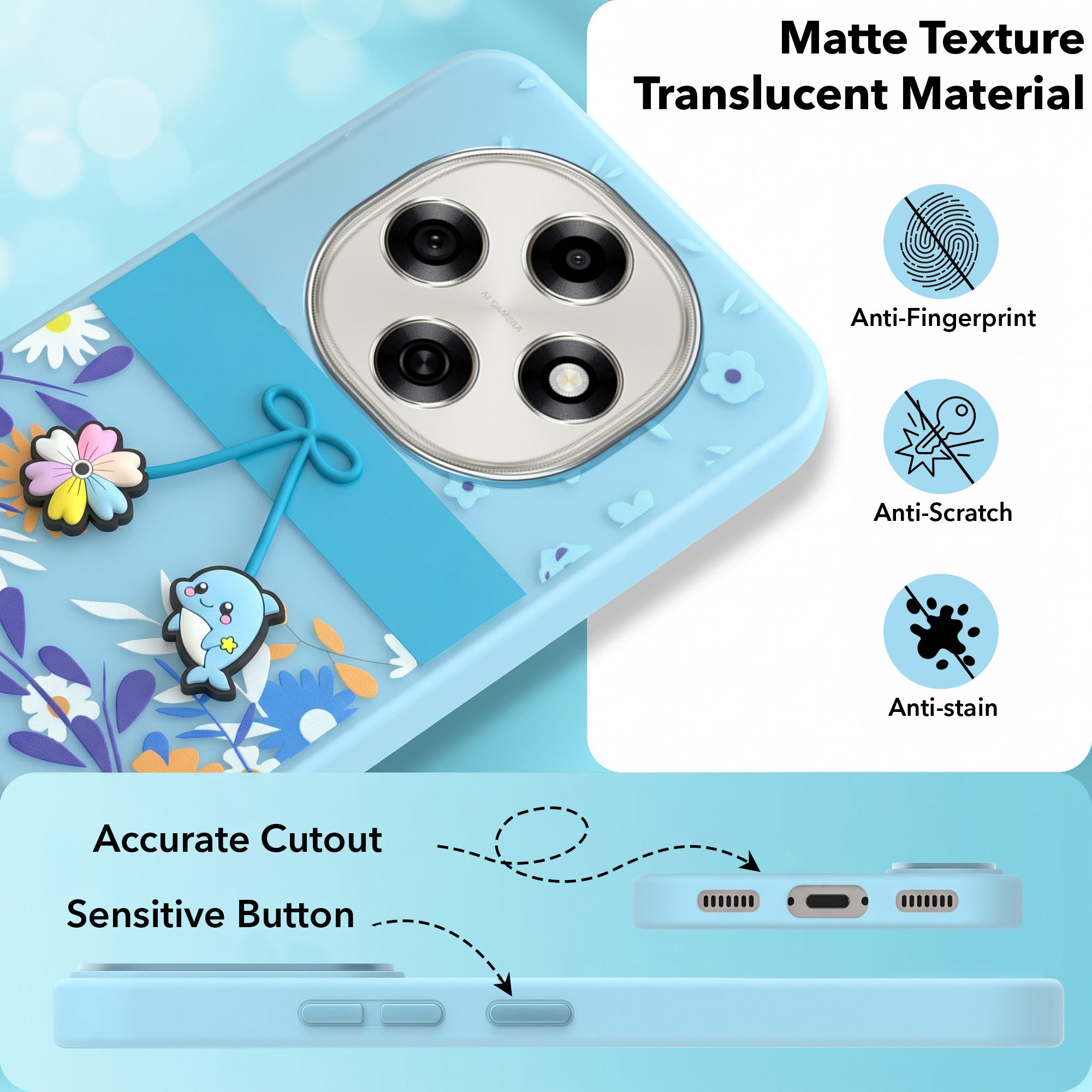 For Oppo F31 Pro Back Cover Case (3D Cute Cartoons | Hard Back Side Soft | Matte Premium Finish | HD Printing)