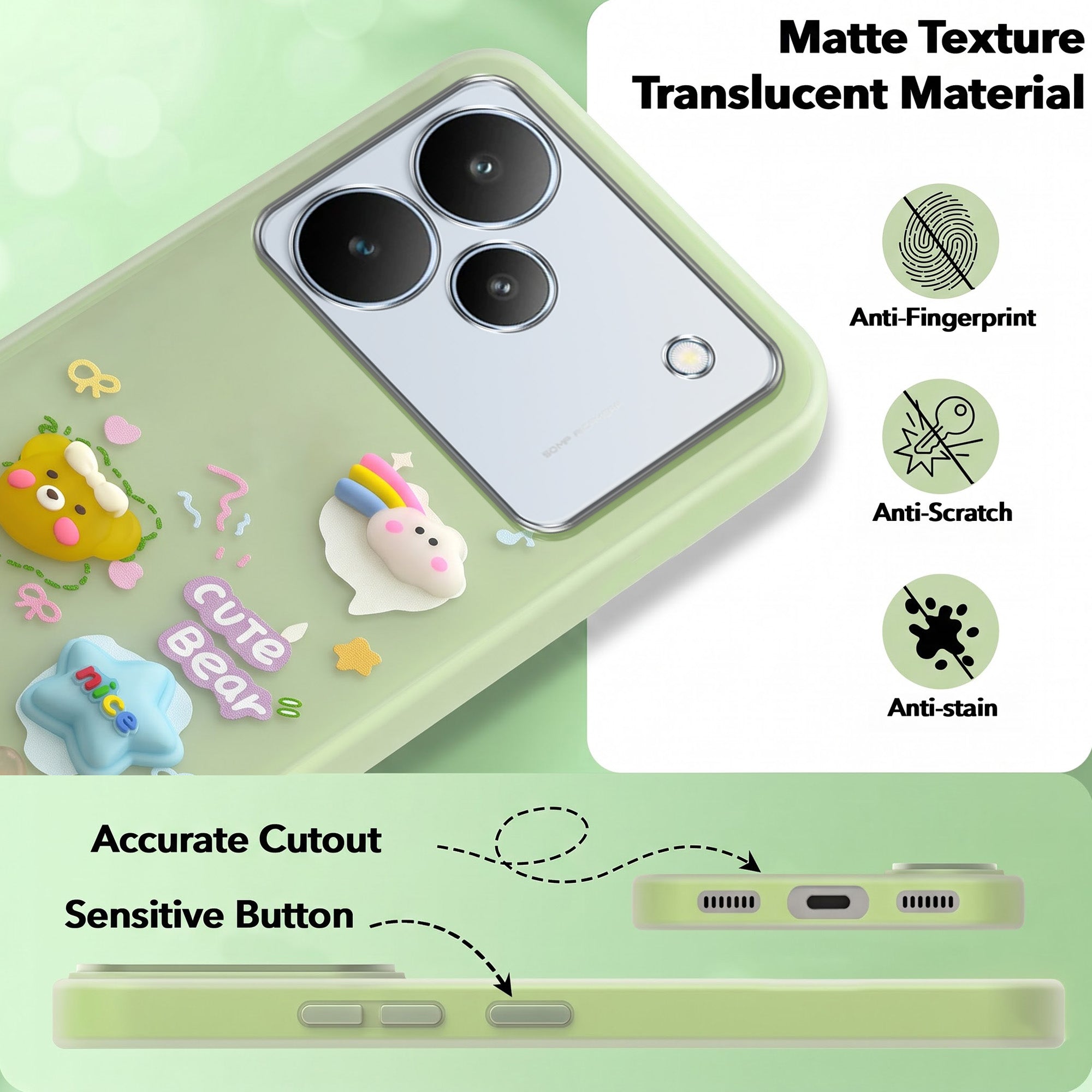 For Realme P4 Back Cover Case (3D Cute Cartoons | Hard Back Side Soft | Matte Premium Finish | HD Printing)