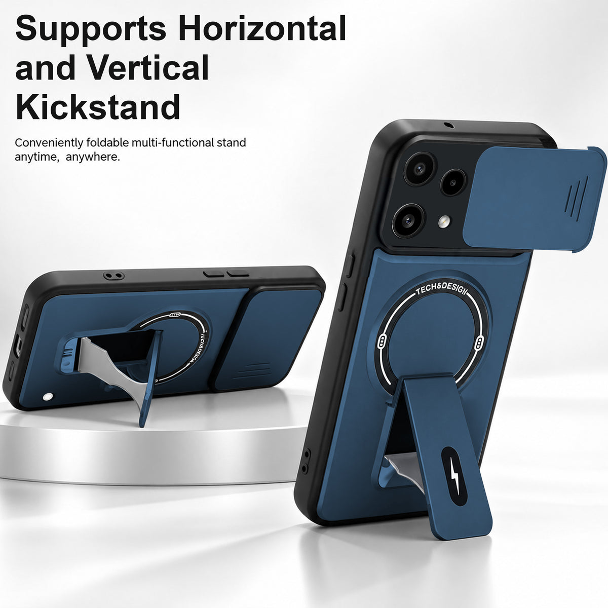 For Nothing Phone 3A Lite Back Case Cover Metallic (Hybrid Armor Kickstand | Sliding Shutter Camera Protection | MagSafe Compatible)