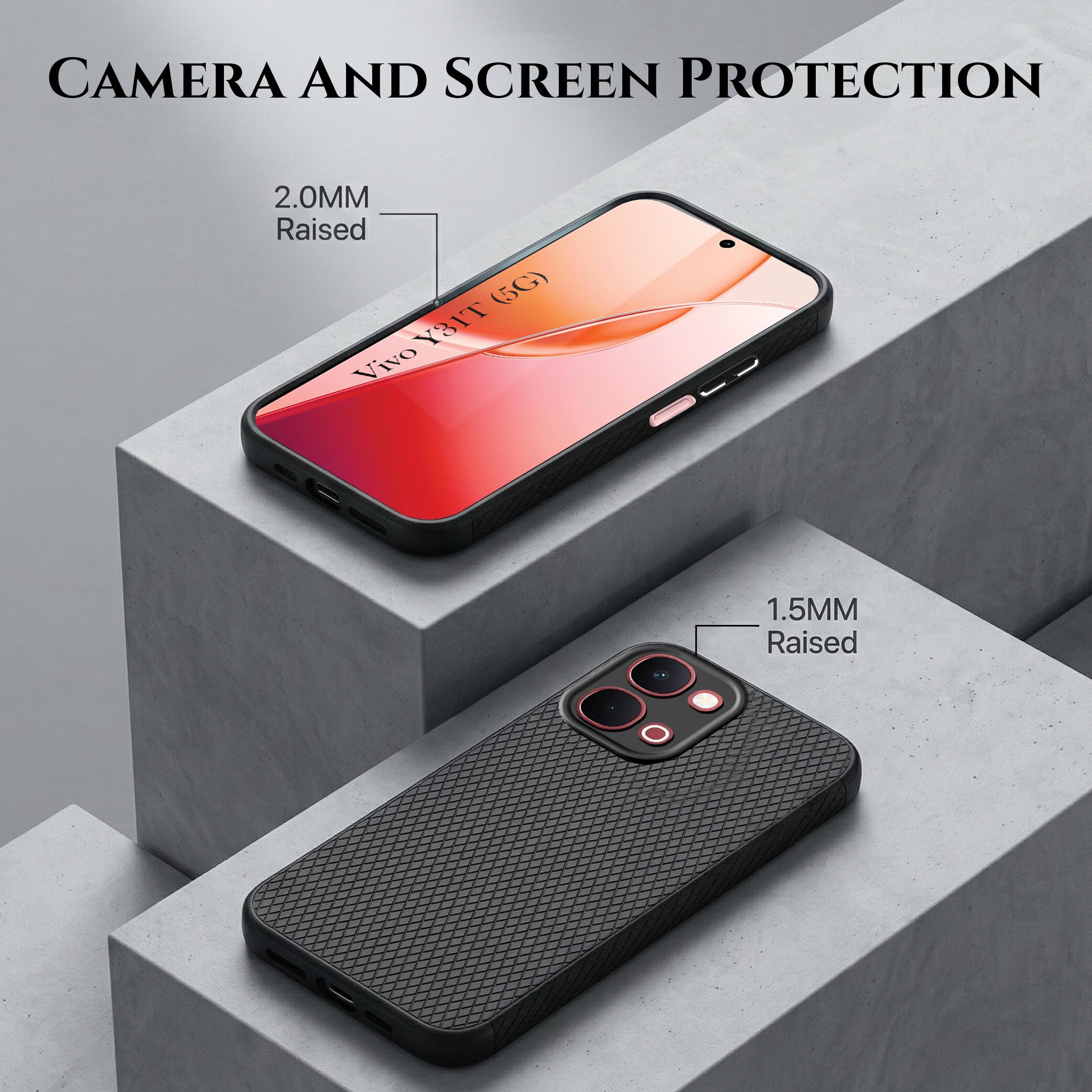 For Vivo Y31T 5G Combo with Back Cover and 9H Tempered Glass (Liquid Silicone | Camera Protection | Oleophobic Coating Screen Glass)