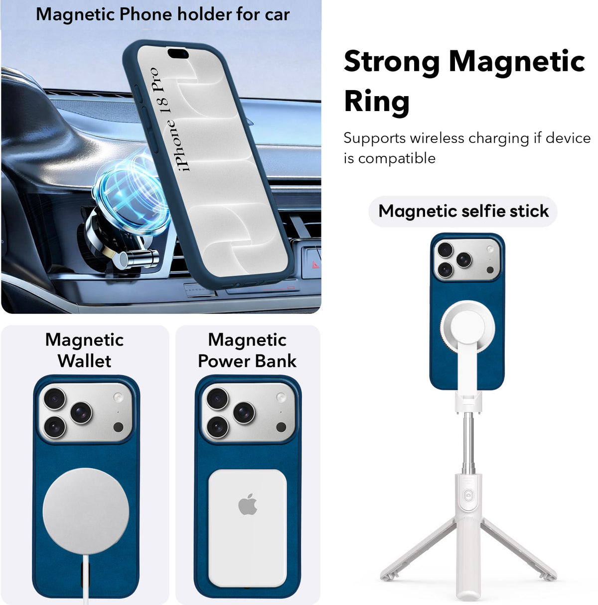For Apple iPhone 18 Pro Back Cover Case Leather Finish (MagSafe Compatible Wireless Charging | Soft Touch | Camera Bump Protection)
