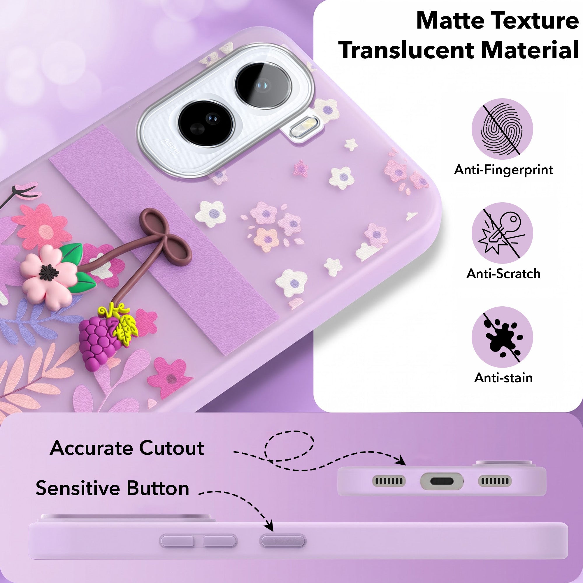 For Vivo T5 Pro 5G Back Cover Case (3D Cute Cartoons | Hard Back Side Soft | Matte Premium Finish | HD Printing)
