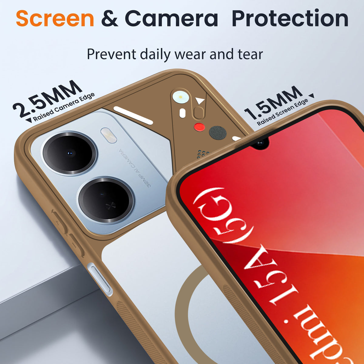 For Redmi 15A 5G Back Cover Case Lifetime Anti-Yellow Clear (Camera Protection | Side Grip | Wireless MagSafe Compatible)