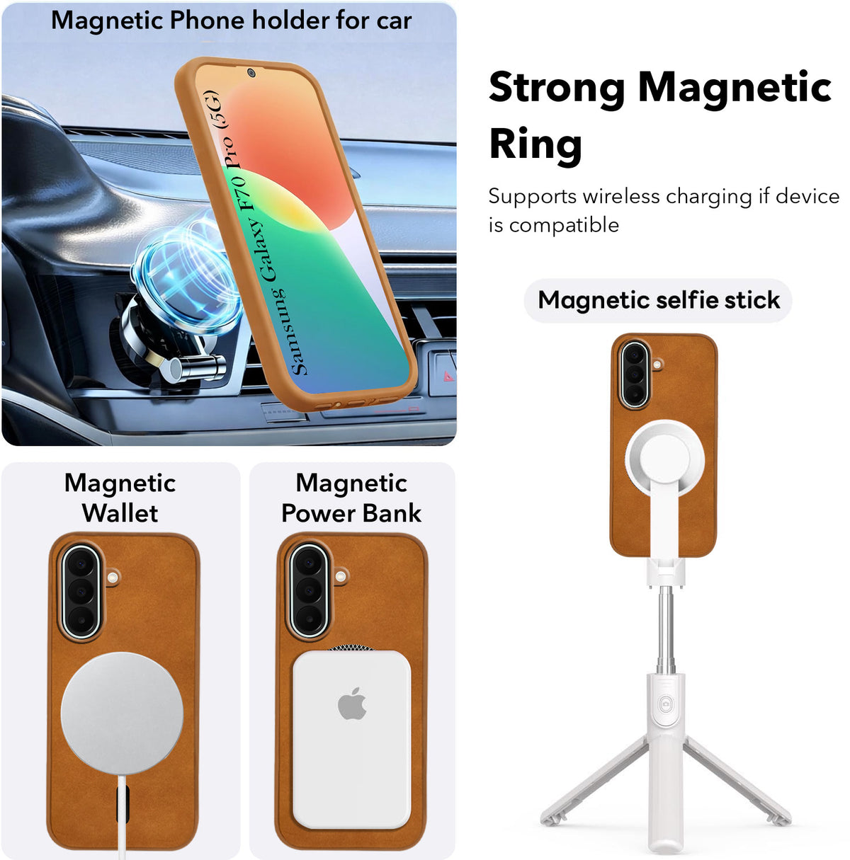 For Samsung Galaxy F70 Pro 5G Back Cover Case Leather Finish (MagSafe Compatible Wireless Charging | Soft Touch | Camera Bump Protection)