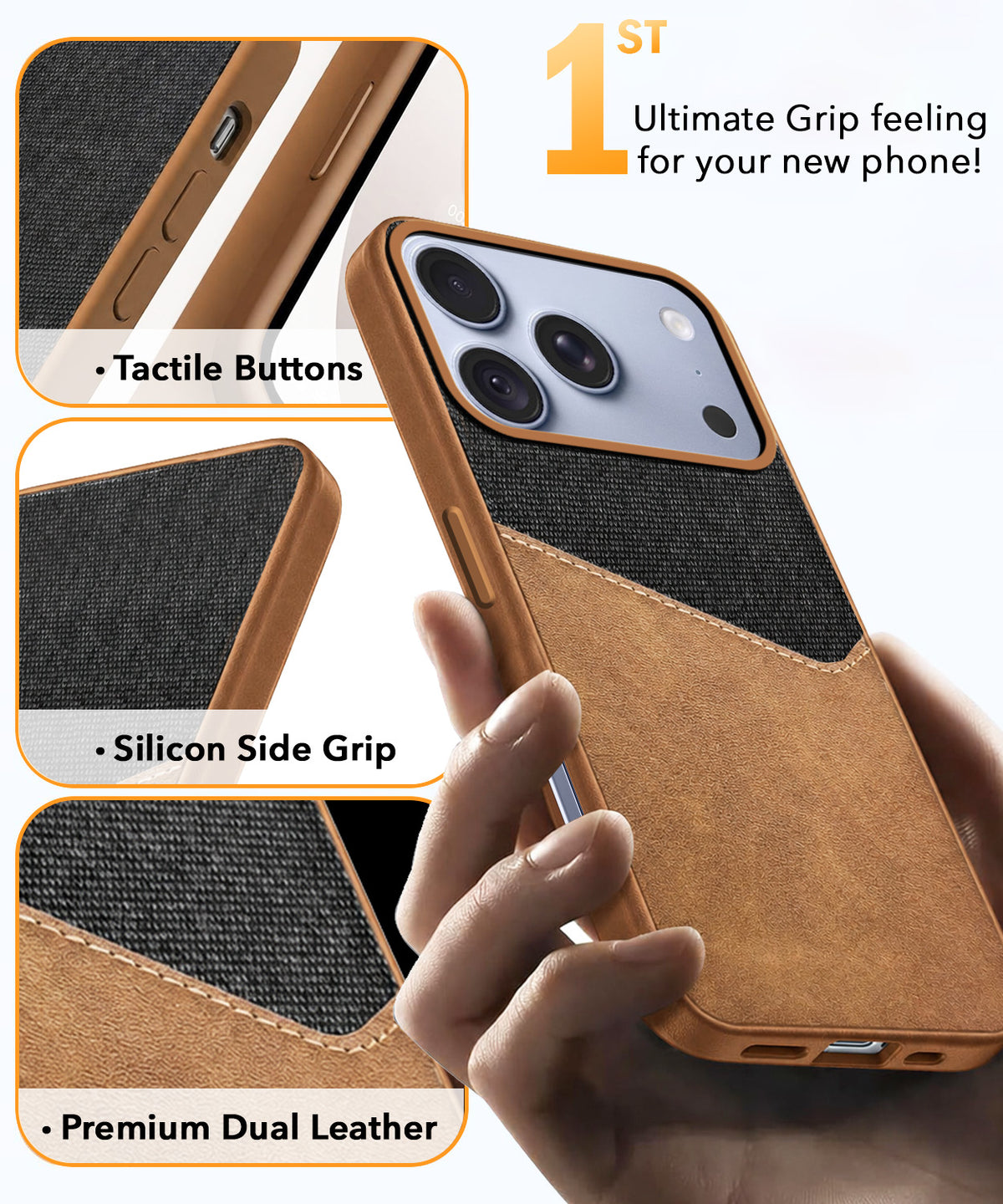 For Apple iPhone 18 Pro Back Cover Case (Dual PU Leather Stitch | Professional Minimalist | Soft and Flexible)