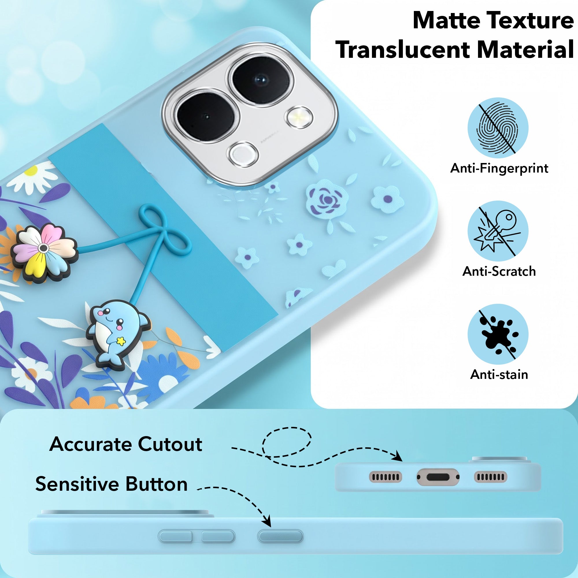 For Vivo Y51 Pro 5G | Vivo T5x Back Cover Case (3D Cute Cartoons | Hard Back Side Soft | Matte Premium Finish | HD Printing)