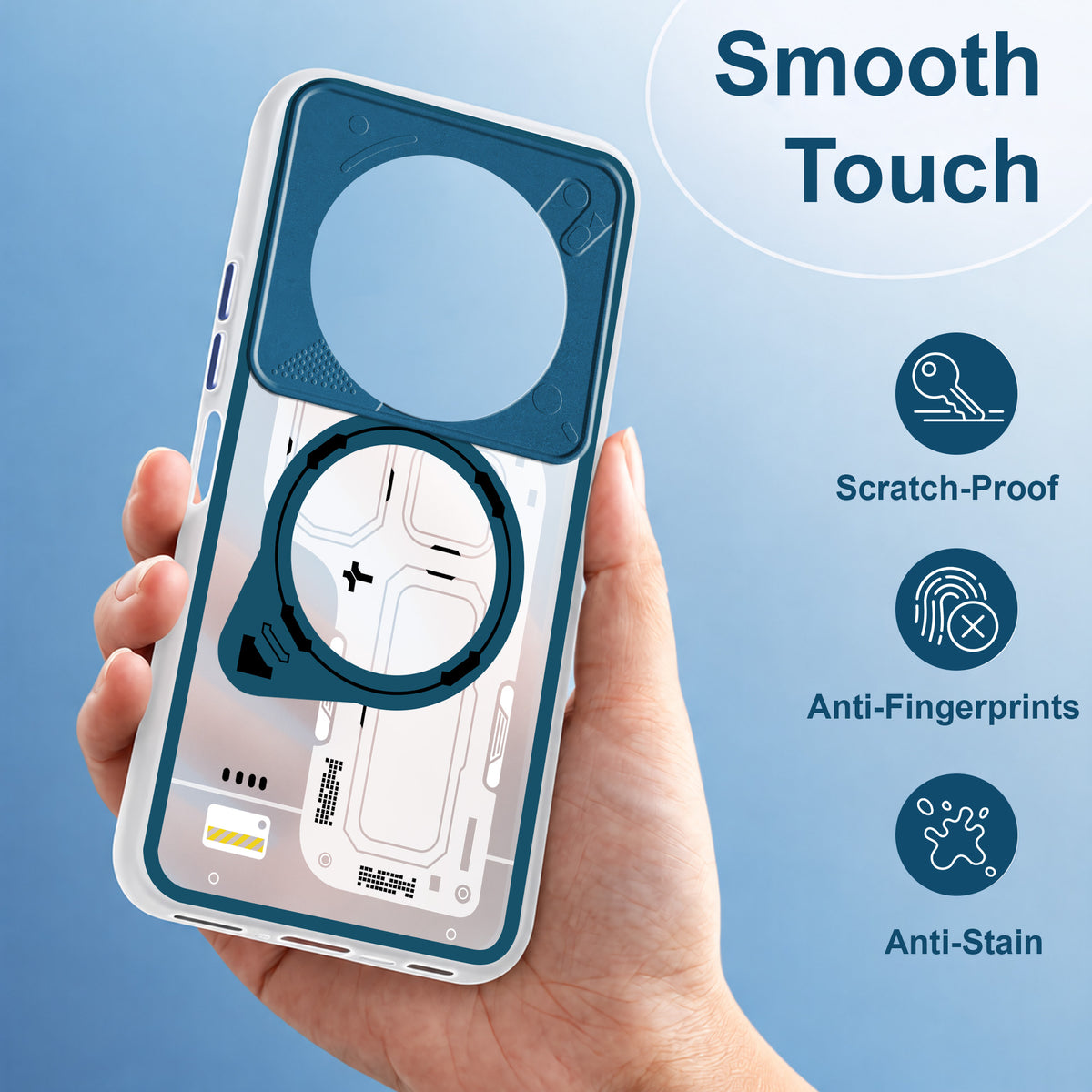 For Poco C75 | Poco M7 Metallic Back Cover Case (Metallic Camera Protection & Buttons | Translucent Milky Shade | Hard Polycarbonate)