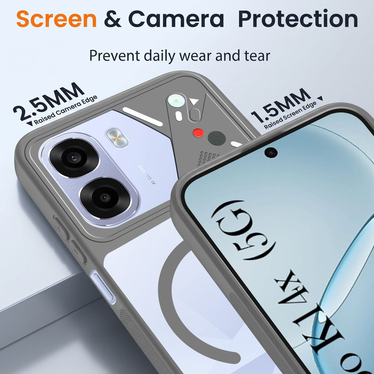 For Oppo K14x 5G Back Cover Case Lifetime Anti-Yellow Clear (Camera Protection | Side Grip | Wireless MagSafe Compatible)