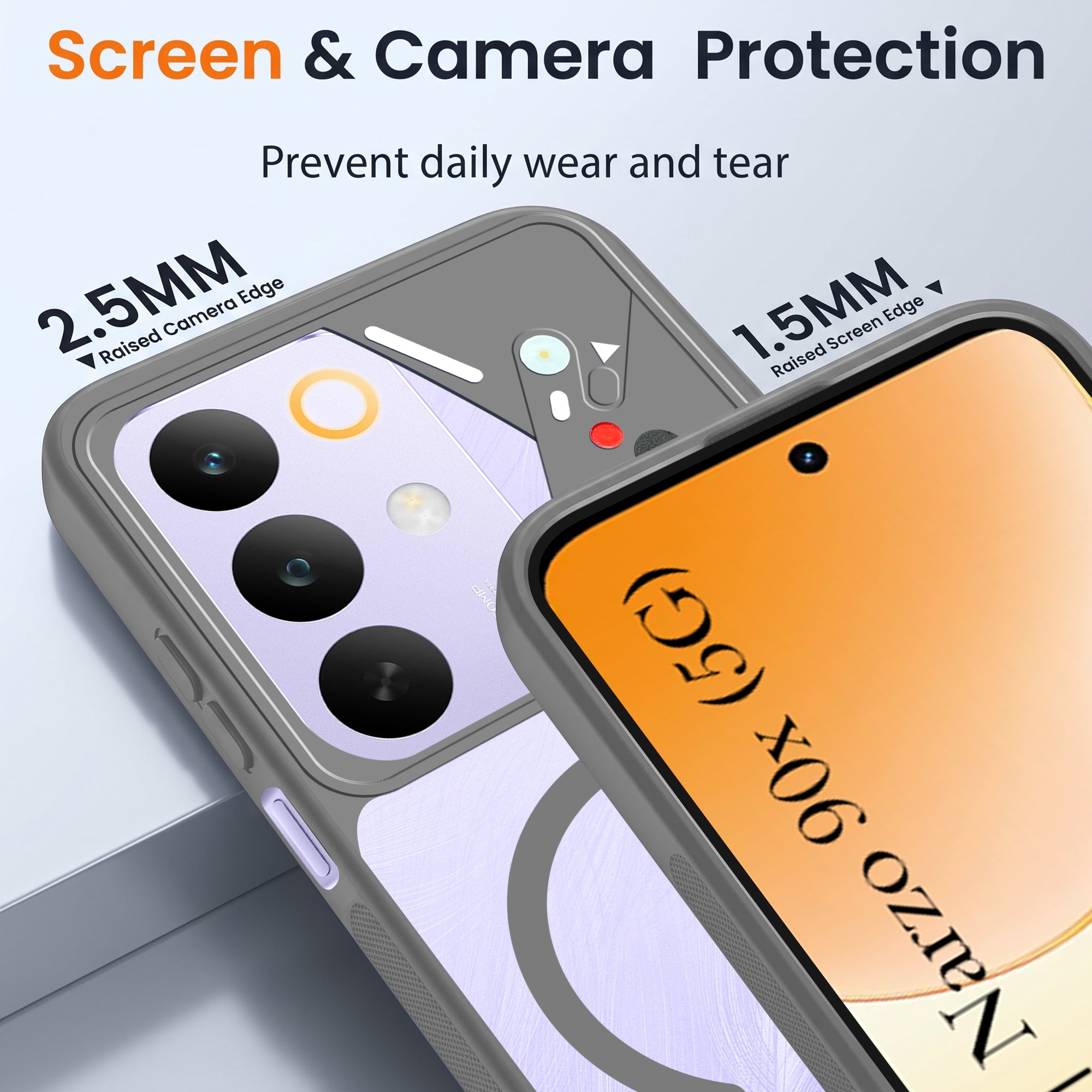 For Realme C85 5G | Realme Narzo 90x  Back Cover Case Lifetime Anti-Yellow Clear (Camera Protection | Side Grip | Wireless MagSafe Compatible)