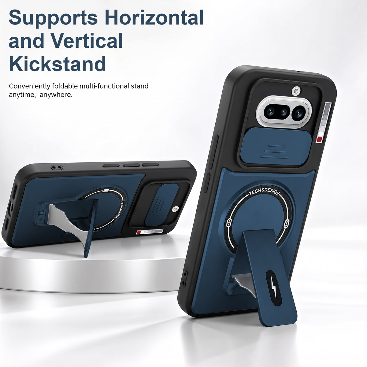 For Nothing Phone 4A 5G Back Case Cover Metallic (Hybrid Armor Kickstand | Sliding Shutter Camera Protection | MagSafe Compatible)