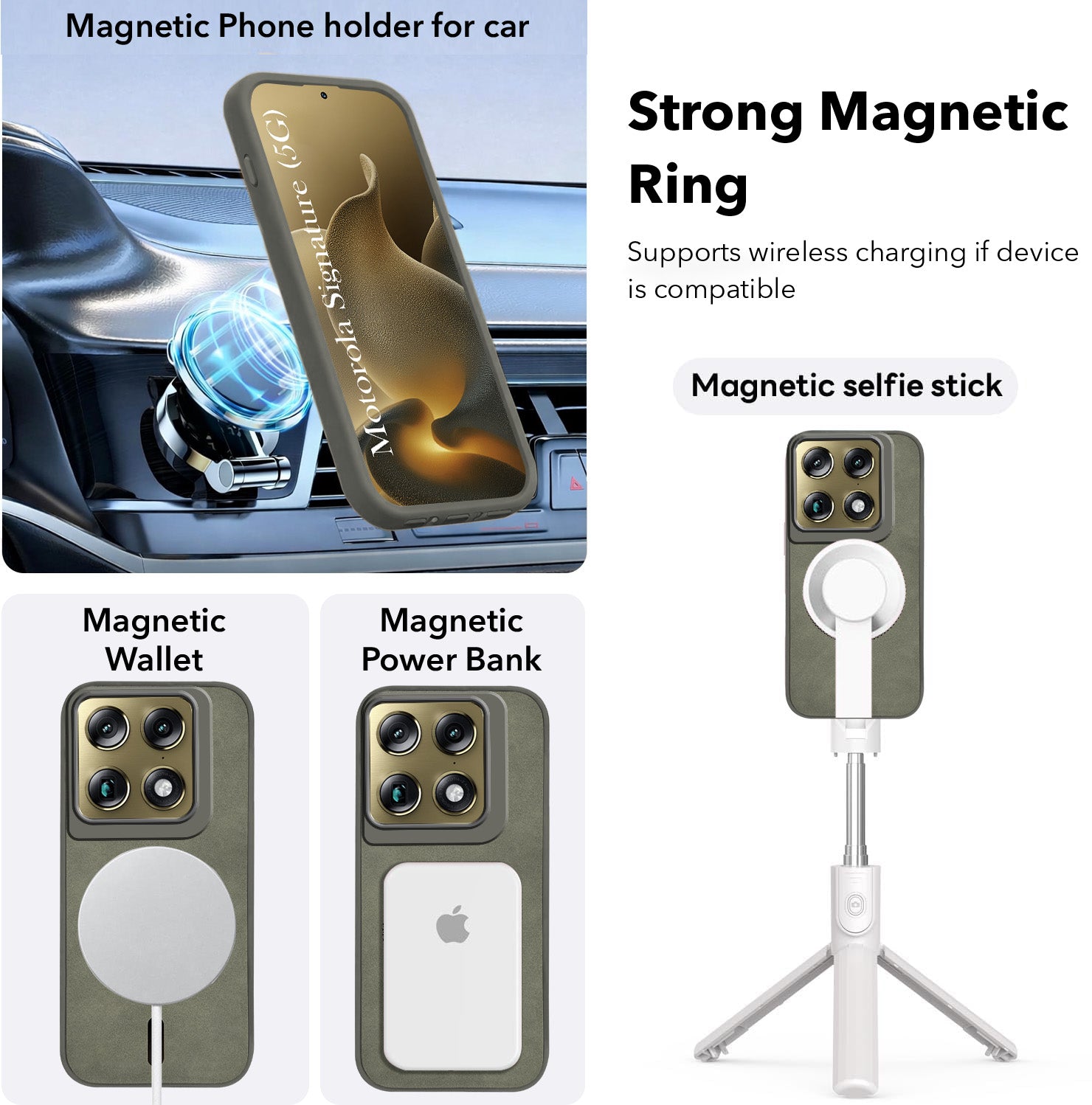 For Motorola Moto Signature 5G Back Cover Case Leather Finish (MagSafe Compatible Wireless Charging | Soft Touch | Camera Bump Protection)