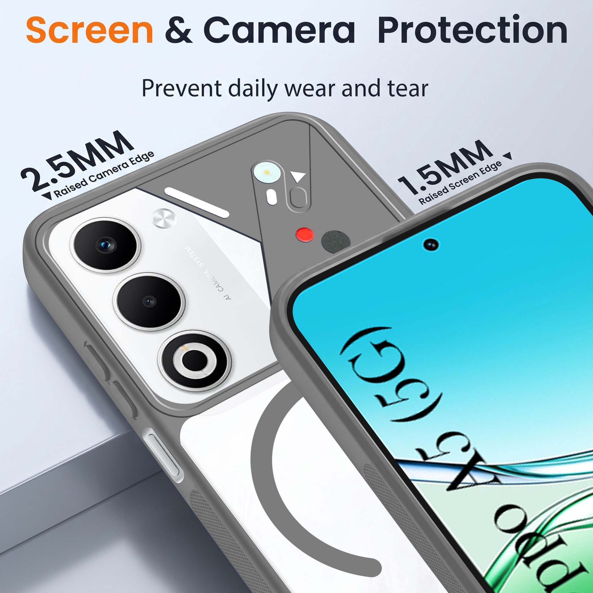 For Oppo A5 5G Back Cover Case Lifetime Anti-Yellow Clear (Camera Protection | Side Grip | Wireless MagSafe Compatible)