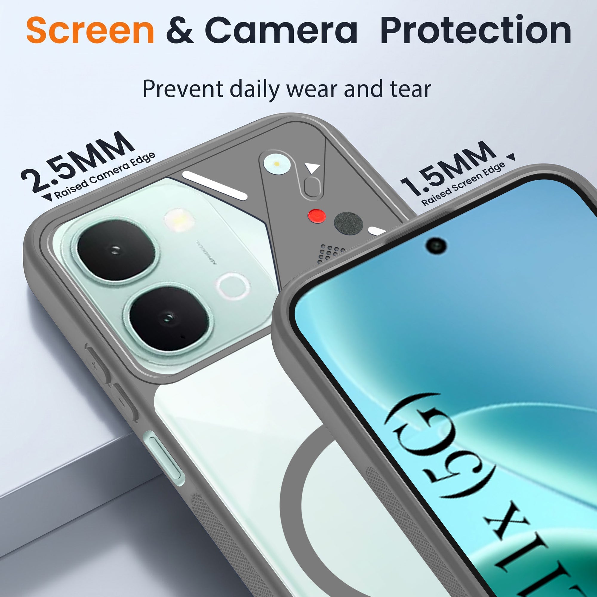 For Vivo iQOO Z11x 5G Back Cover Case Lifetime Anti-Yellow Clear (Camera Protection | Side Grip | Wireless MagSafe Compatible)