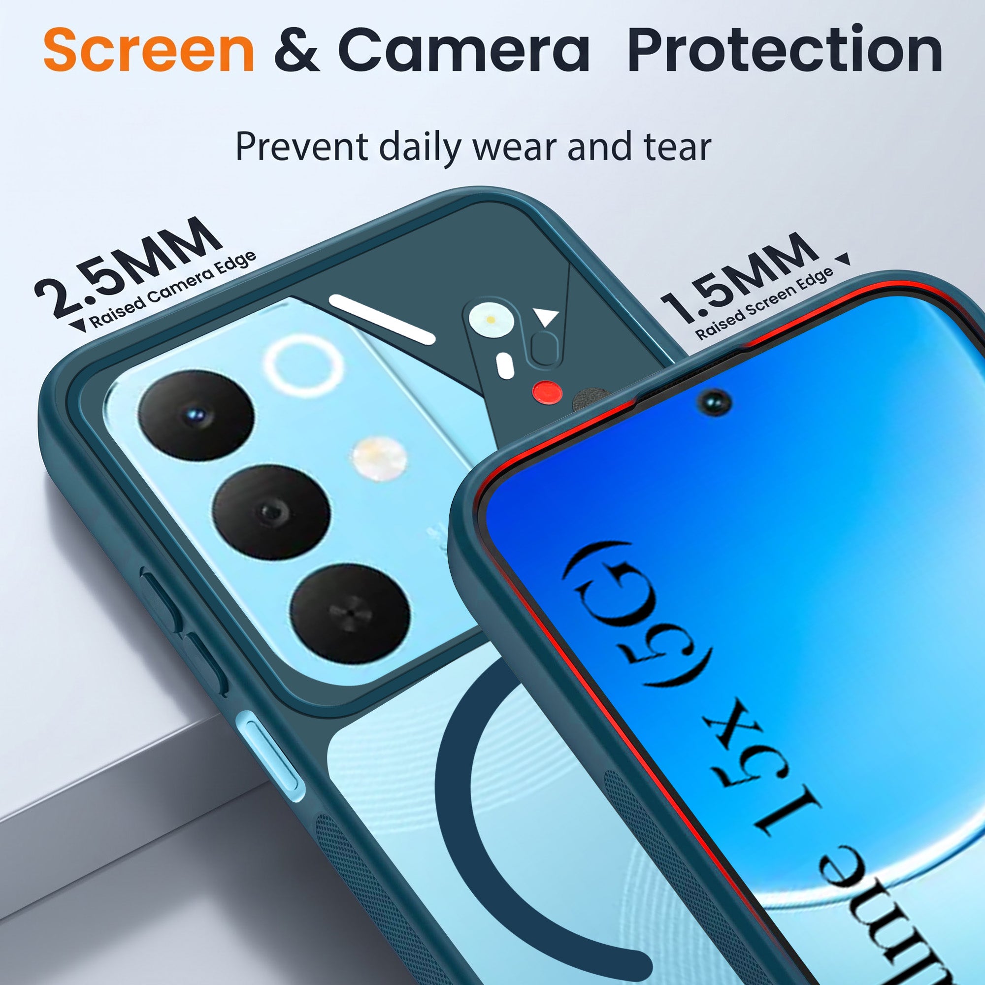 For Realme 15X Back Cover Case Lifetime Anti-Yellow Clear (Camera Protection | Side Grip | Wireless MagSafe Compatible)