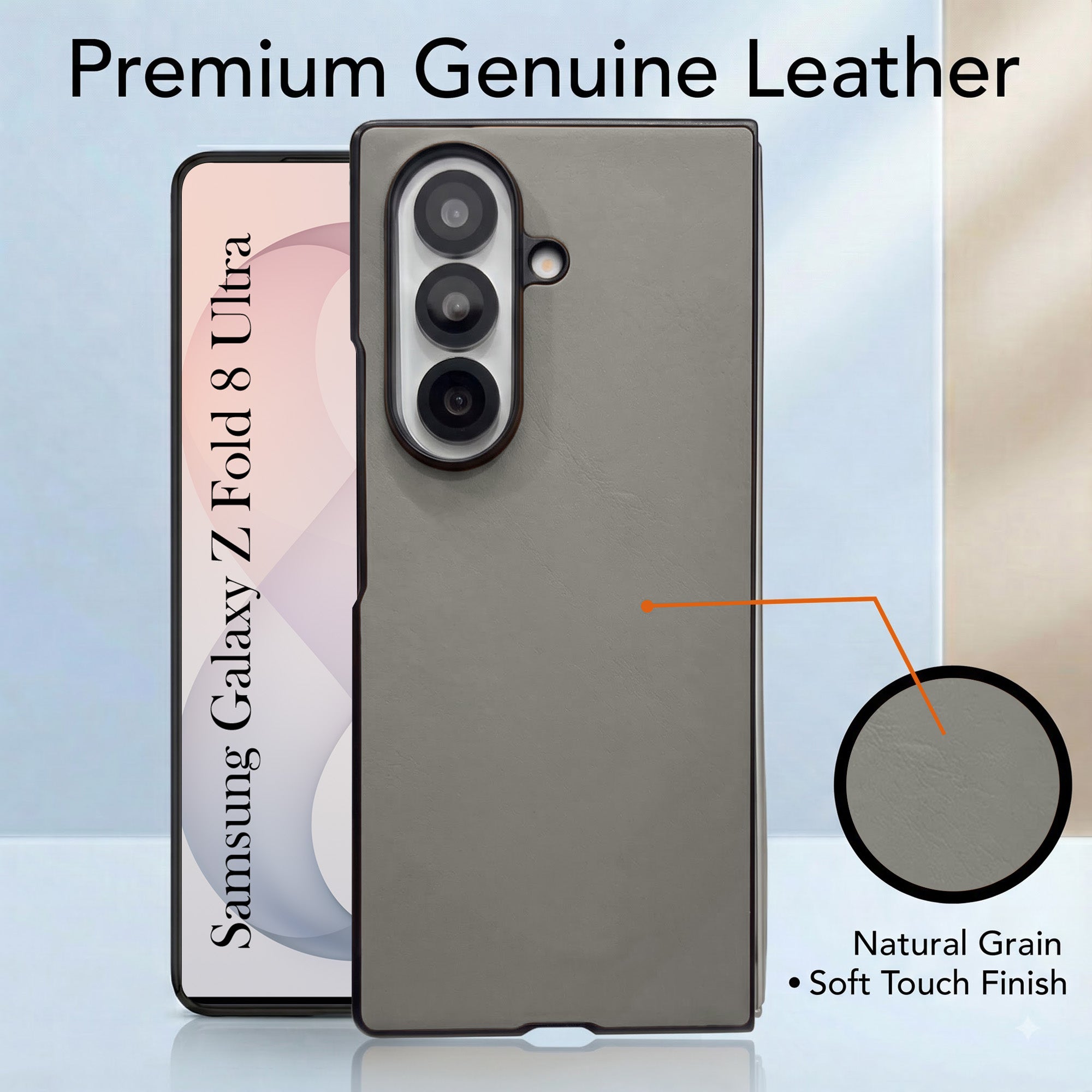 For Samsung Galaxy Z Fold 8 Ultra Premium Cover Case (Soft Leater Touch | Interior Protective Cloth | Slim 360* Protection)