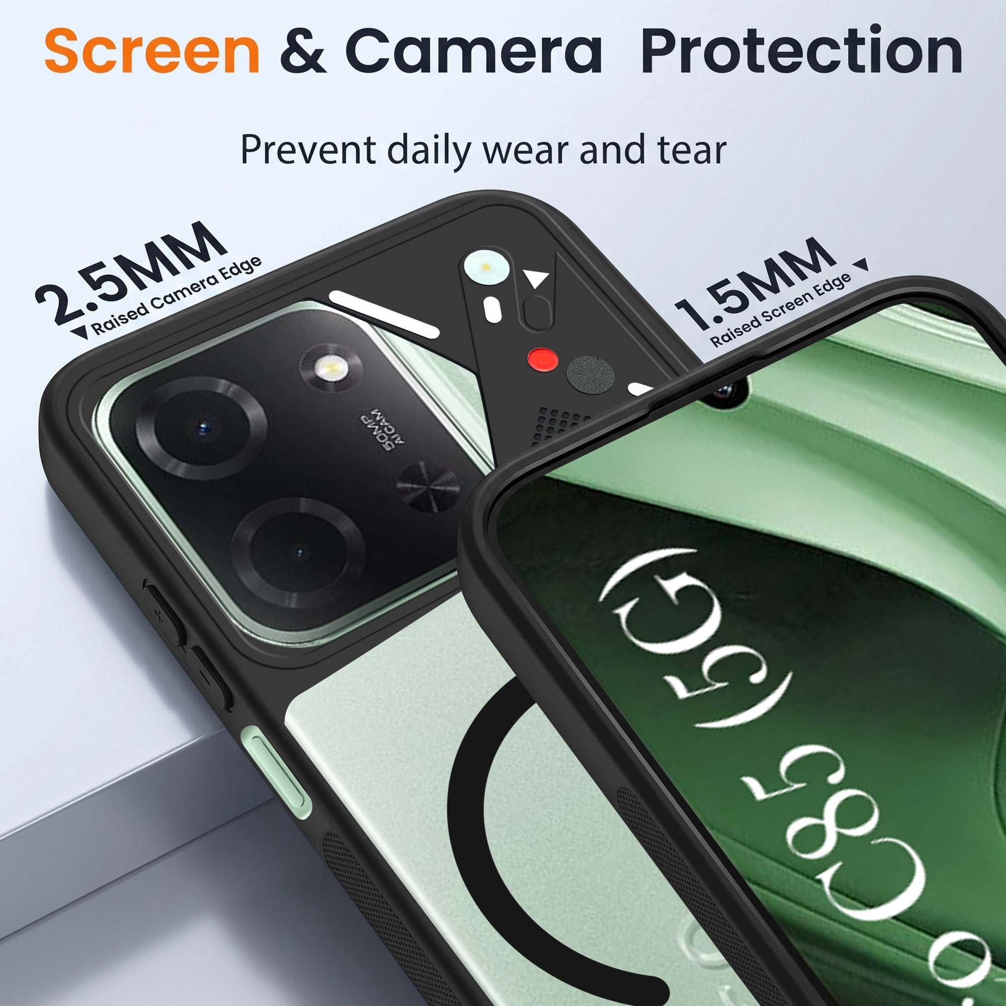 For Poco C85 5G Back Cover Case Lifetime Anti-Yellow Clear (Camera Protection | Side Grip | Wireless MagSafe Compatible)
