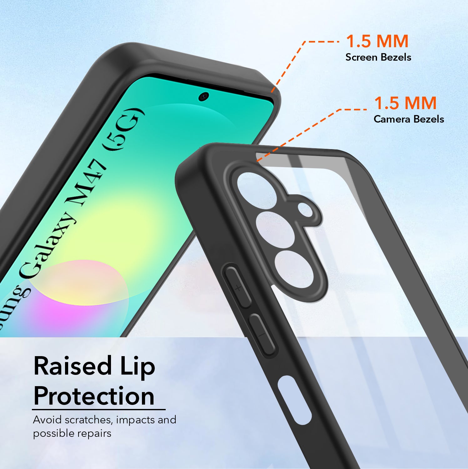 For Samsung A27 5G | Samsung M47 5G (Combo with Back Cover and 9H Tempered Glass (Lifetime Anti-Yellow | Crystal Clear Shockproof | Oleophobic Coating Screen Glass)