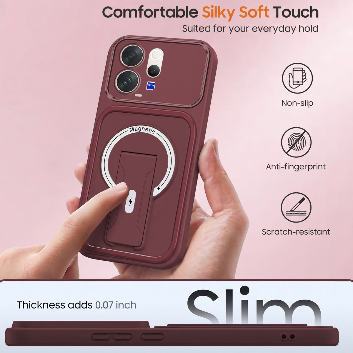 For Vivo V70 | Vivo V70 Elite 5G Back Case Cover Metallic (Hybrid Armor Kickstand | MagSafe Compatible | Camera Protection Shockproof)