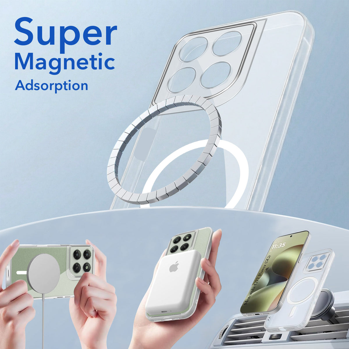 For Motorola Moto G77 Power Back Cover Shockproof Crystal-Clear (Magsafe Wireless Support | Drop & Camera Protection | Hard Polycarbonate)