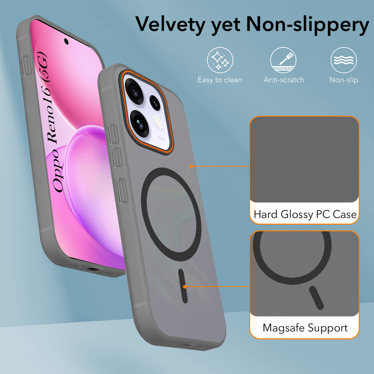 For Oppo Reno 16 Back Cover Case (Soft Touch | Camera Bump Protection | MagSafe Compatible | Matte Finish)