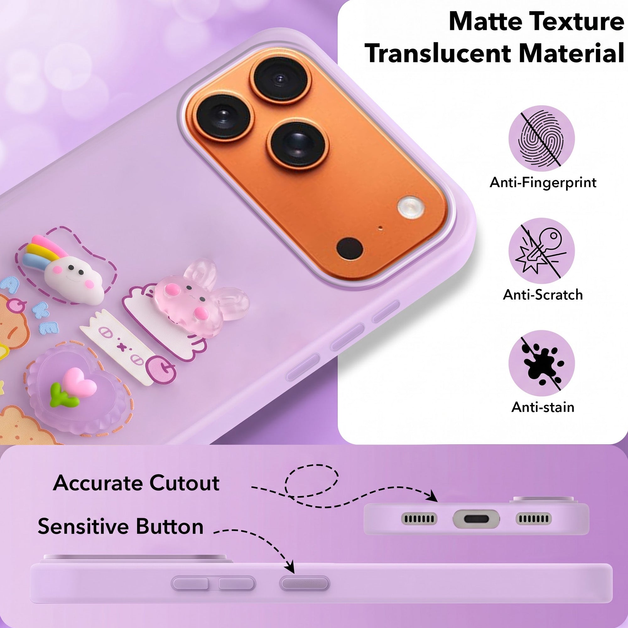 For Apple iPhone 17 Pro Max Back Cover Case (3D Cute Cartoons | Hard Back Side Soft | Matte Premium Finish | HD Printing)