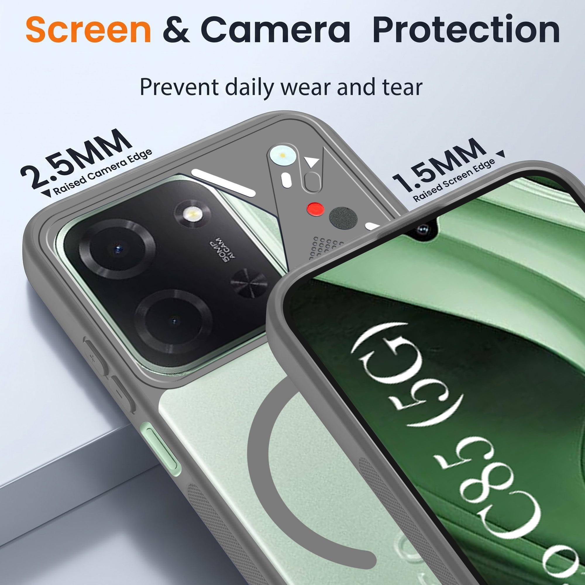 For Poco C85 5G Back Cover Case Lifetime Anti-Yellow Clear (Camera Protection | Side Grip | Wireless MagSafe Compatible)