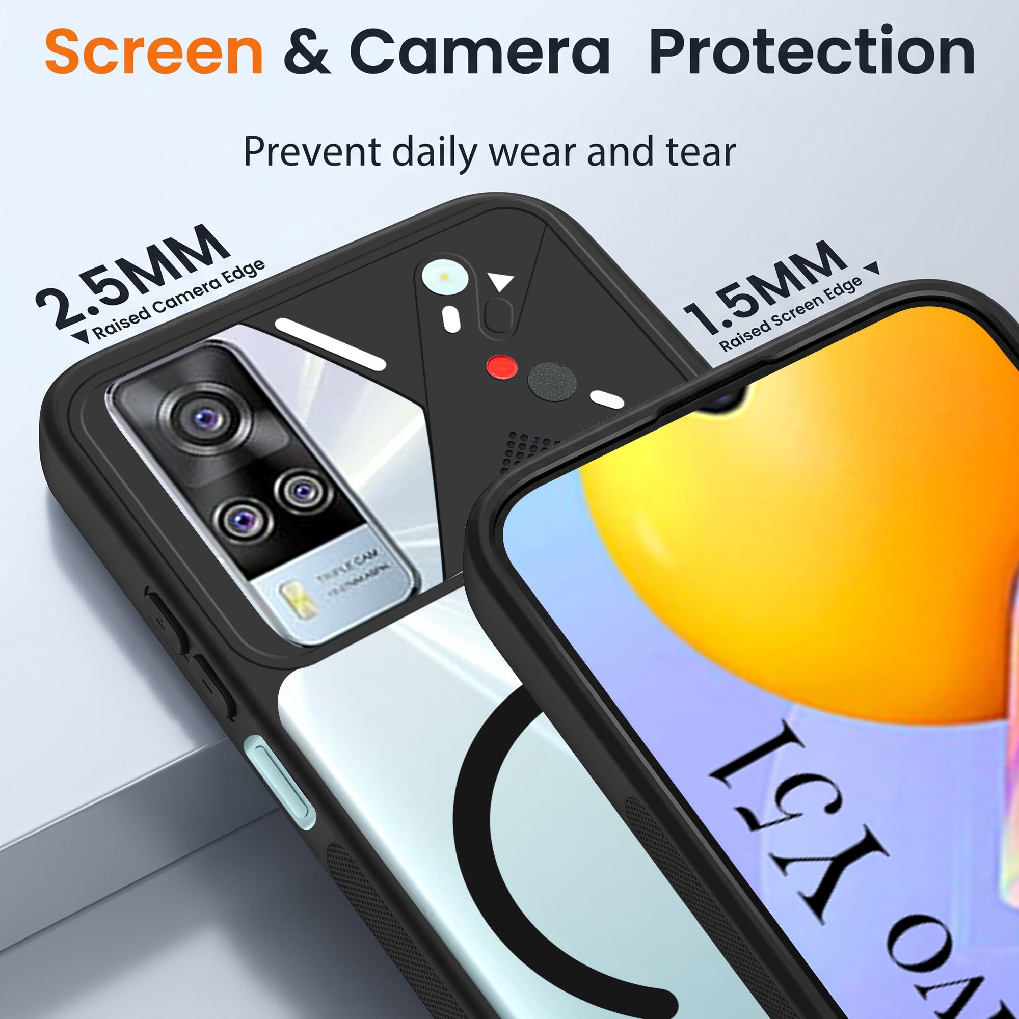 For Vivo Y51 (2020) Back Cover Case Lifetime Anti-Yellow Clear (Camera Protection | Side Grip | Wireless MagSafe Compatible)