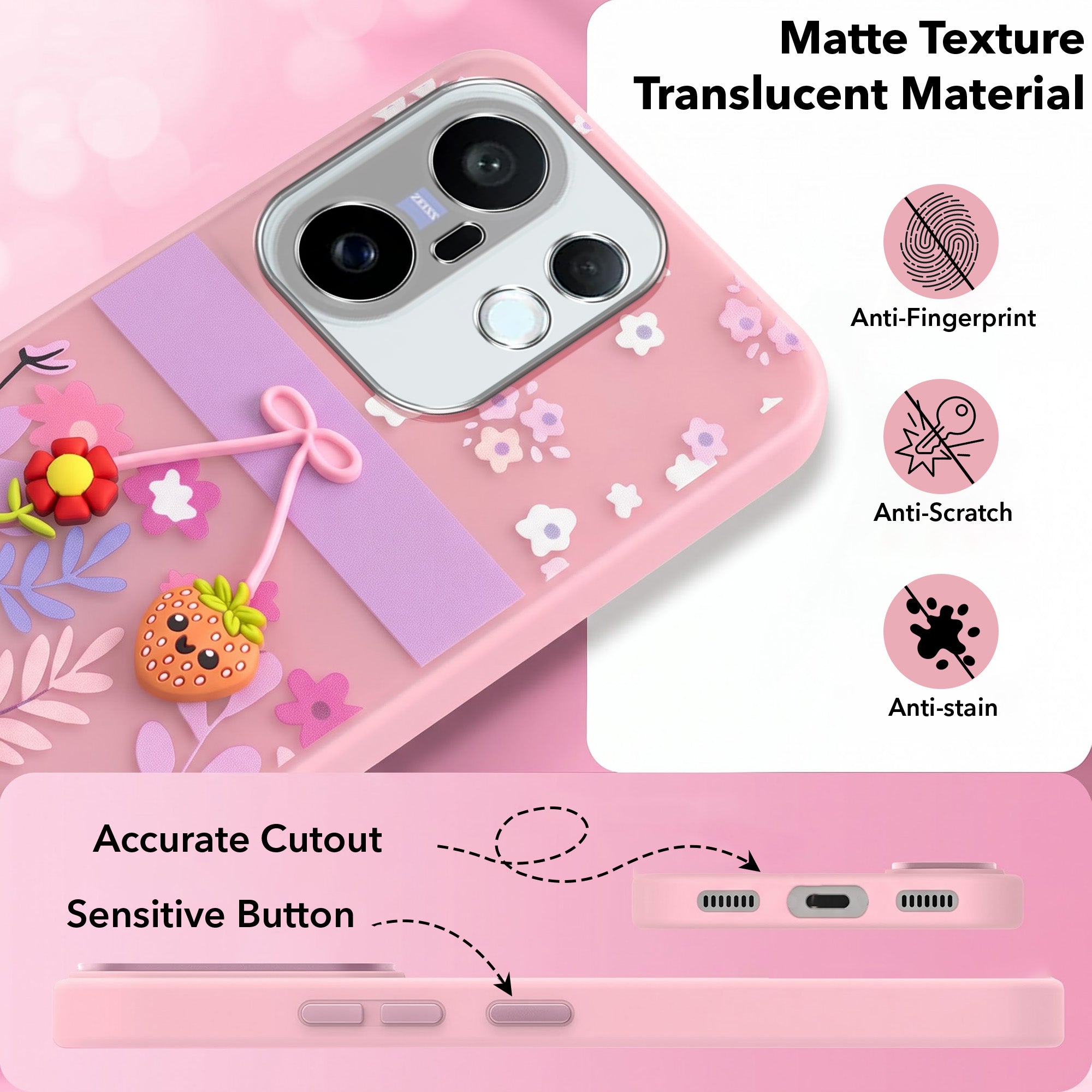 For Vivo X200 FE Back Cover Case (3D Cute Cartoons | Hard Back Side Soft | Matte Premium Finish | HD Printing)