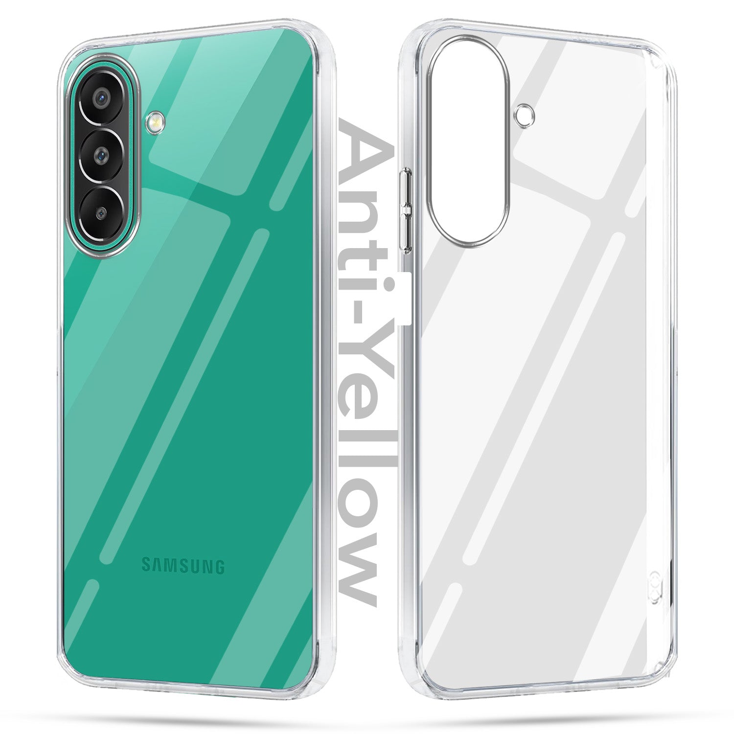 For Samsung Galaxy F70 Pro 5G Combo with Back Cover and 9H Tempered Glass (Lifetime Anti-Yellow | Sleek Hard Crystal | Oleophobic Coating Screen Glass)