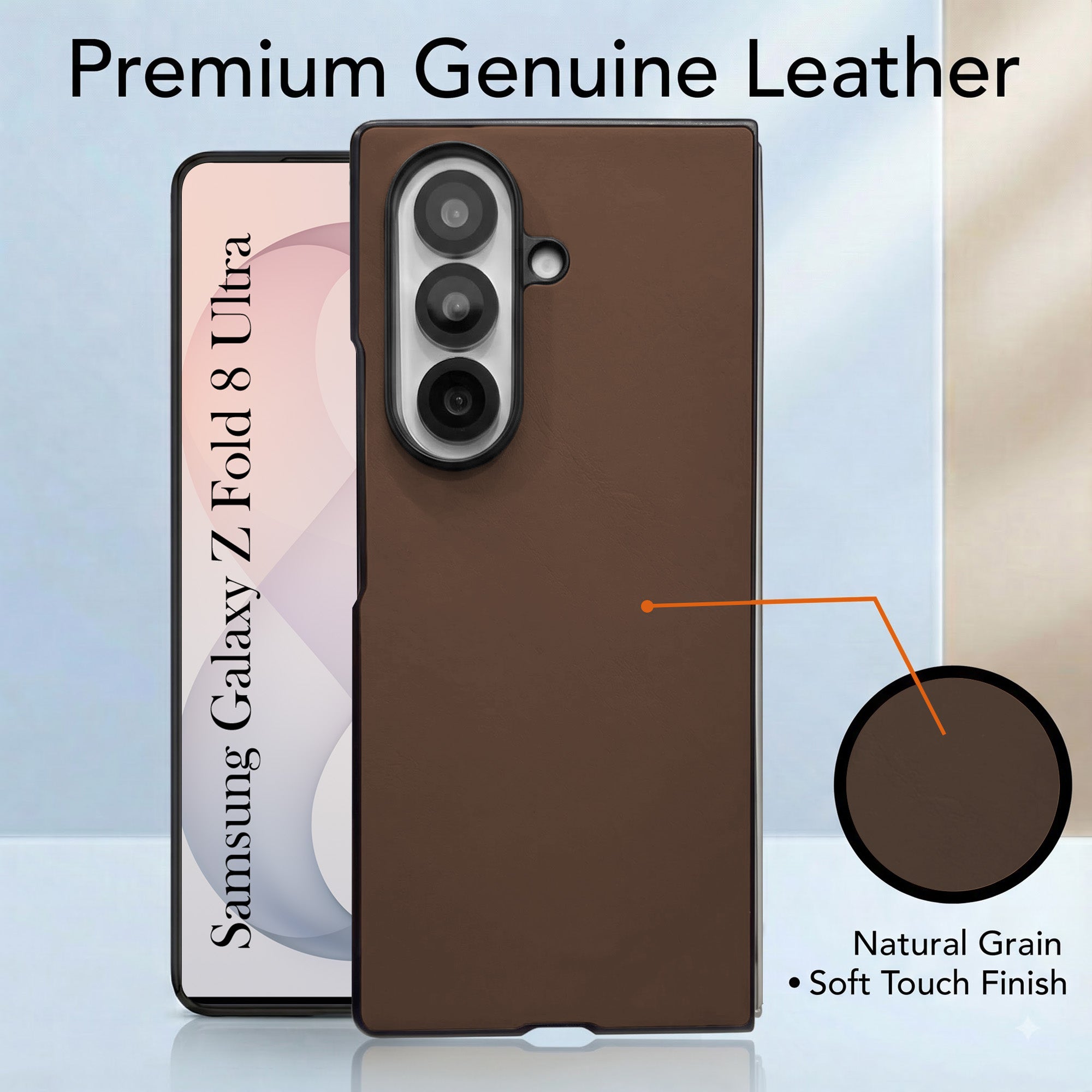 For Samsung Galaxy Z Fold 8 Ultra Premium Cover Case (Soft Leater Touch | Interior Protective Cloth | Slim 360* Protection)