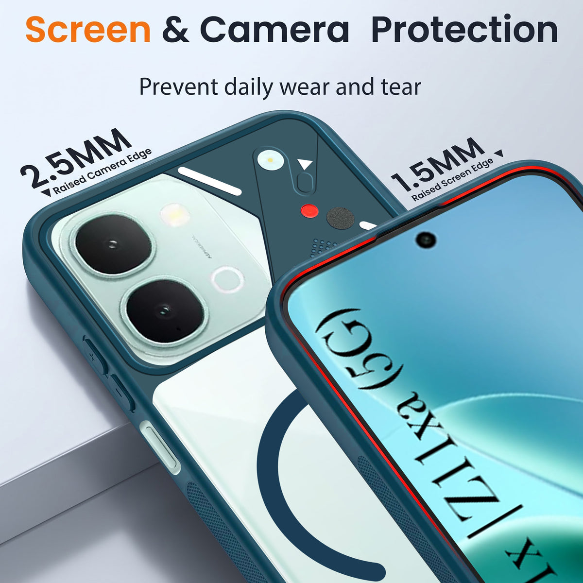 For iQOO Z11x | iQOO Z11xa Back Cover Case Lifetime Anti-Yellow Clear (Camera Protection | Side Grip | Wireless MagSafe Compatible)