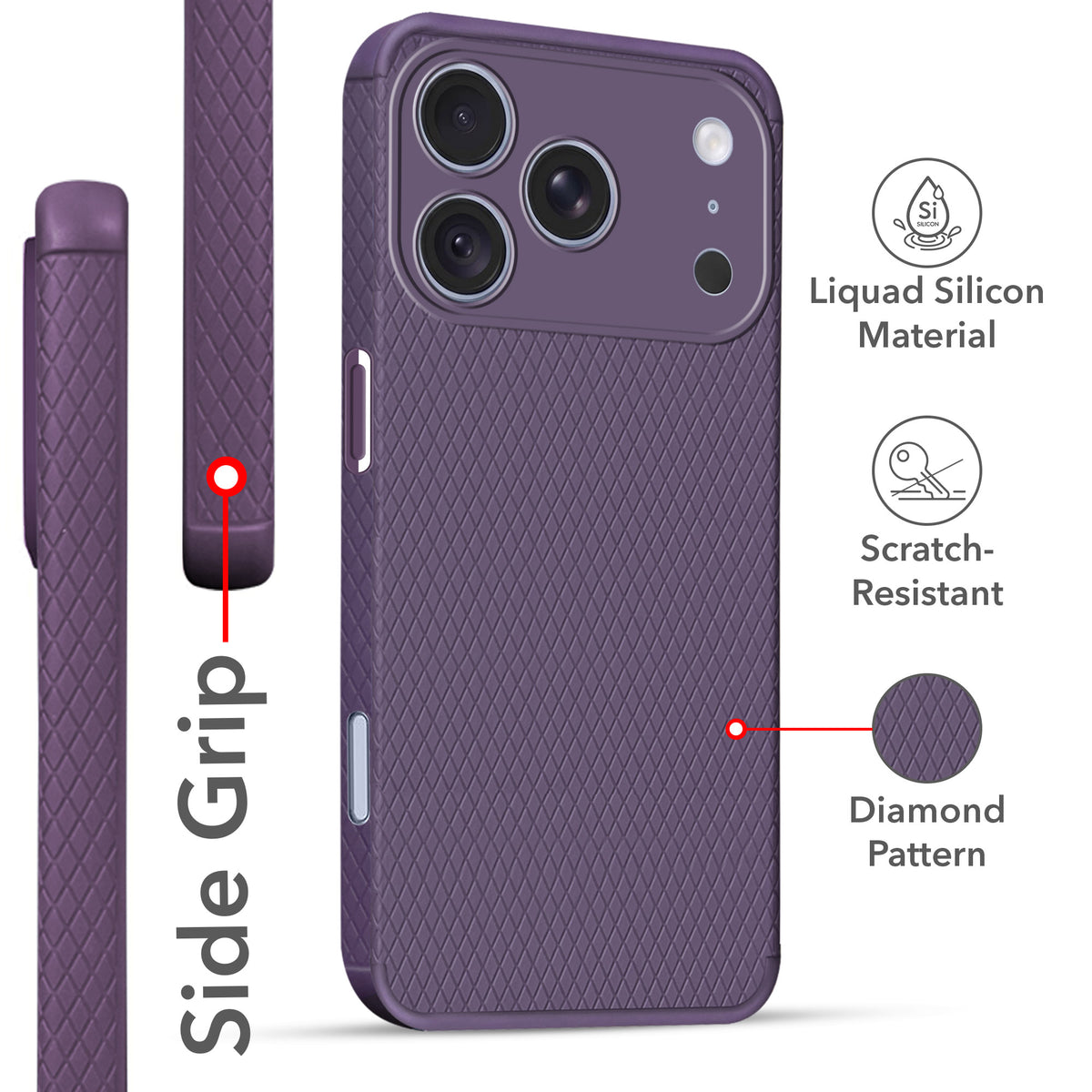 For Apple iPhone 18 Pro Back Cover Case (Liquid Silicone | Side Grip | Camera Protection)