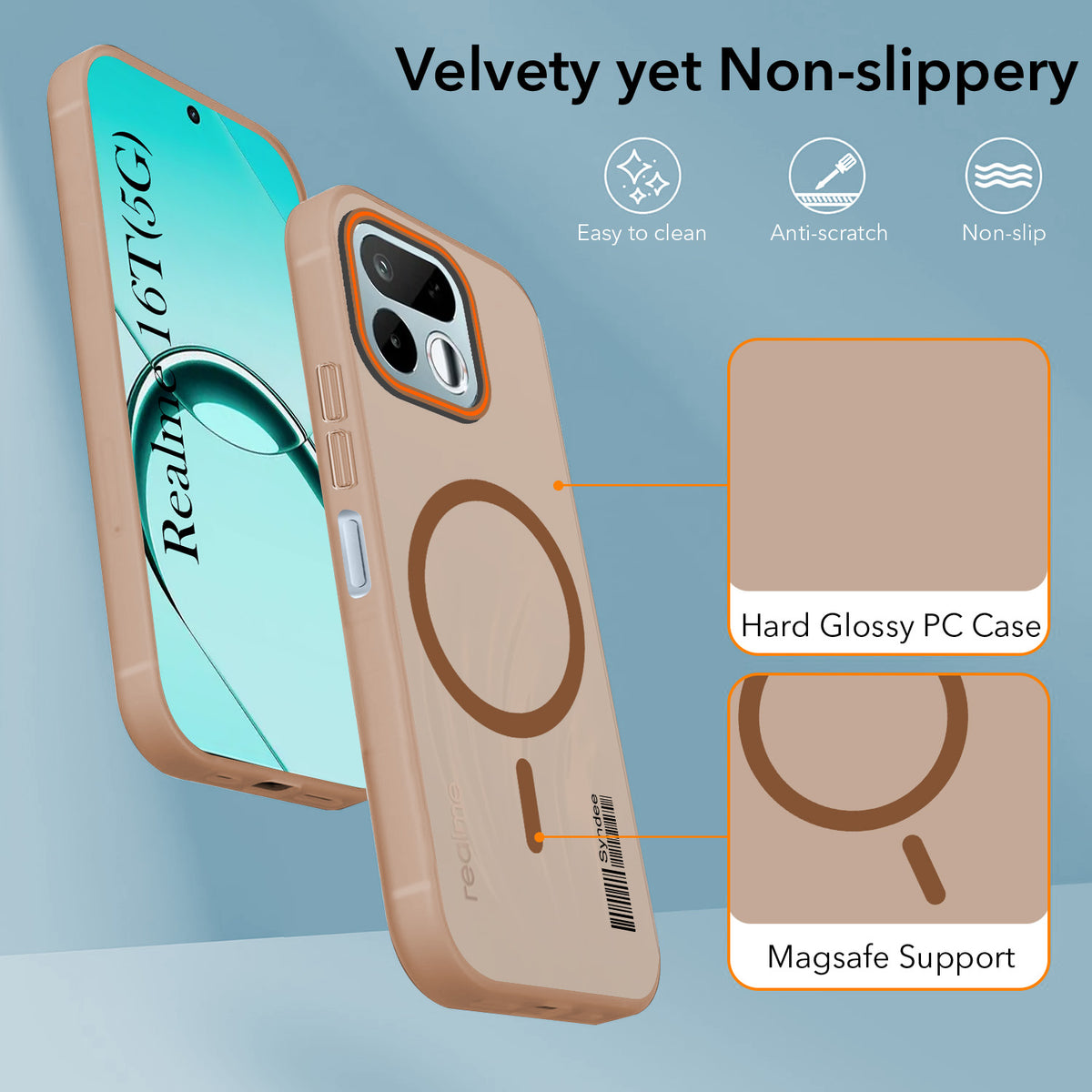 For Realme 16T 5G Back Cover Case (Soft Touch | Camera Bump Protection | MagSafe Compatible | Matte Finish)