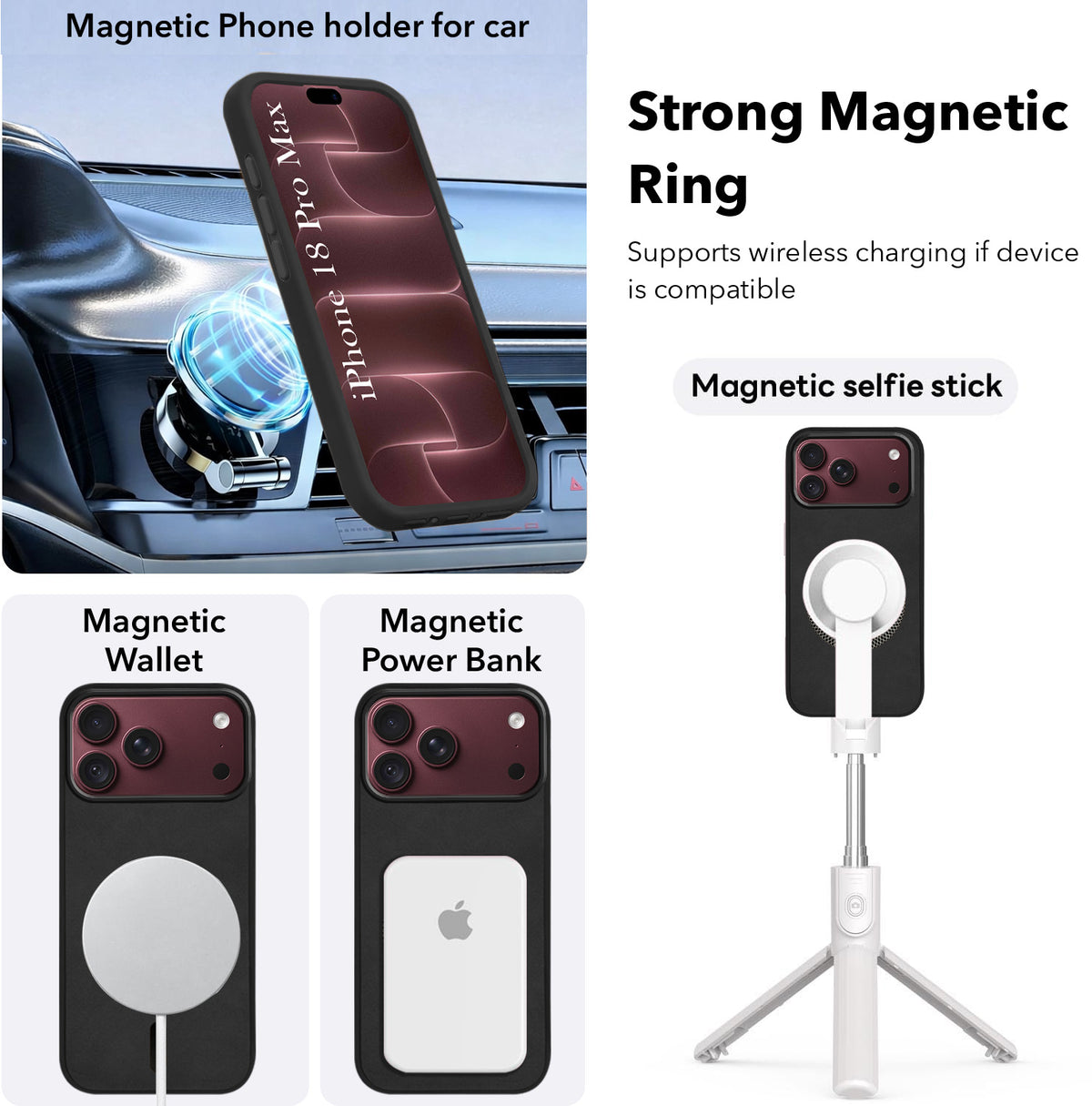 For Apple iPhone 18 Pro Max Back Cover Case Leather Finish (MagSafe Compatible Wireless Charging | Soft Touch | Camera Bump Protection)