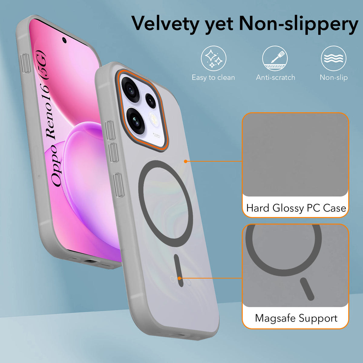 For Oppo Reno 16 Back Cover Case (Soft Touch | Camera Bump Protection | MagSafe Compatible | Matte Finish)