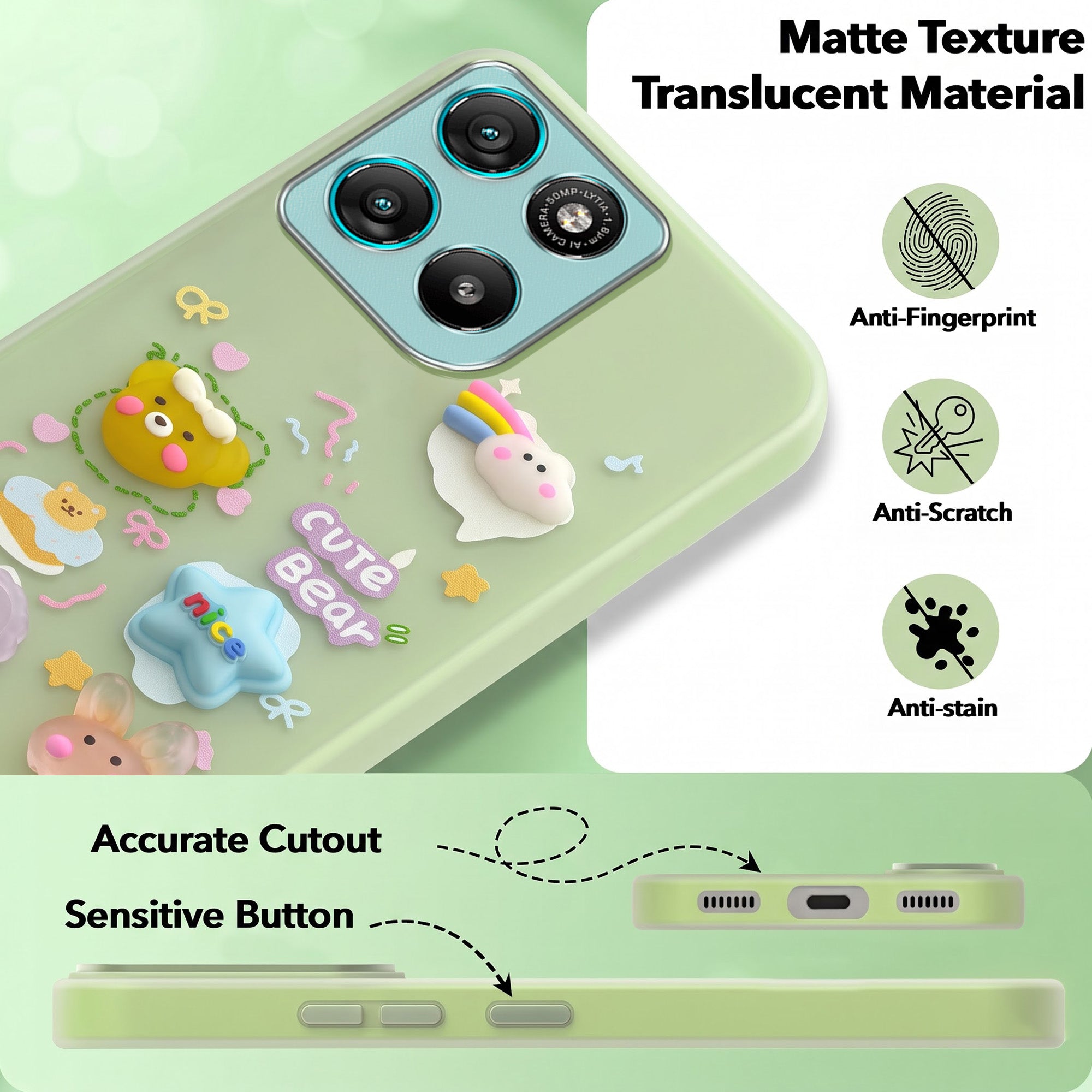 For Motorola Moto G67 Power | G57 Power Back Cover Case (3D Cute Cartoons | Hard Back Side Soft | Matte Premium Finish | HD Printing)