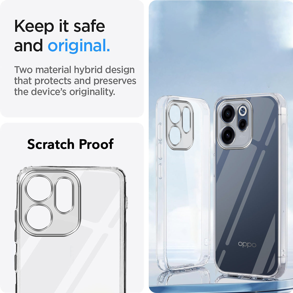 For Oppo Reno 15c Back Cover Case Silicone (Clear Shockproof Case with Camera Protection | Soft and Flexible | Transparent)
