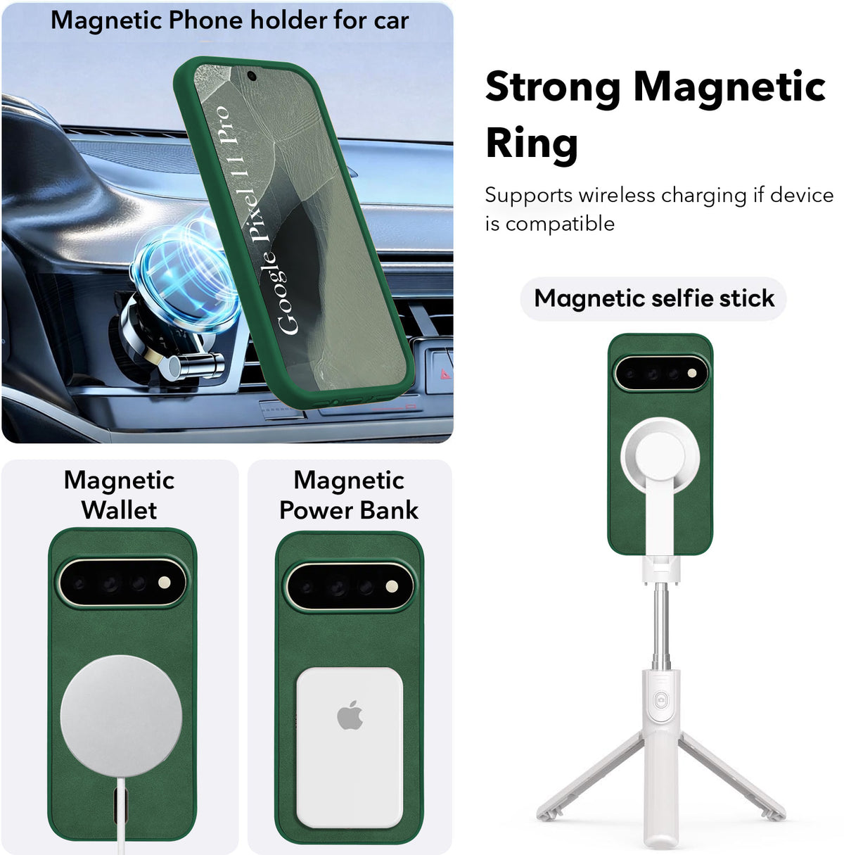 For Google Pixel 11 Pro Back Cover Case Leather Finish (MagSafe Compatible Wireless Charging | Soft Touch | Camera Bump Protection)
