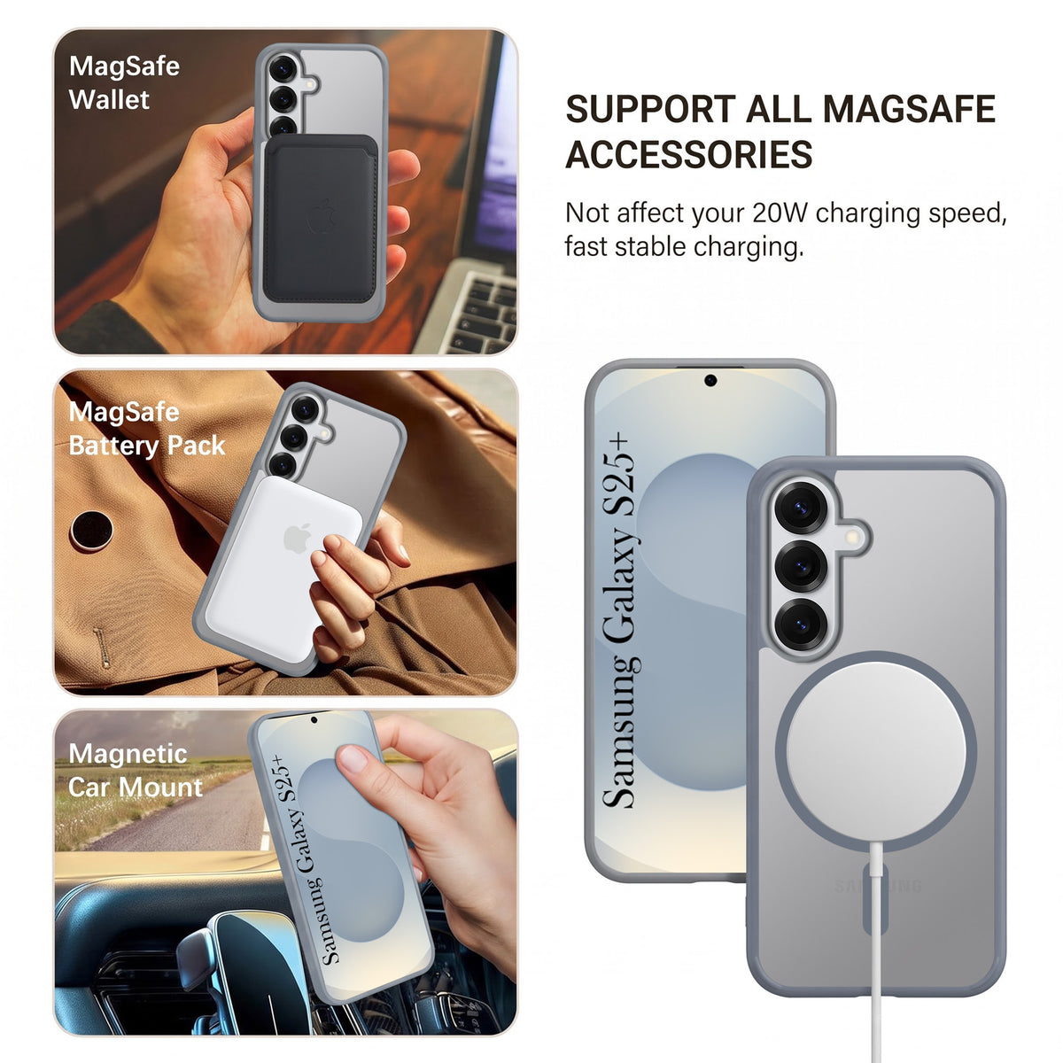 For Samsung Galaxy S25 Plus Matte Finish Back Case Cover (MagSafe Compatible | Translucent Soft Touch | Slim and Unbreakable)