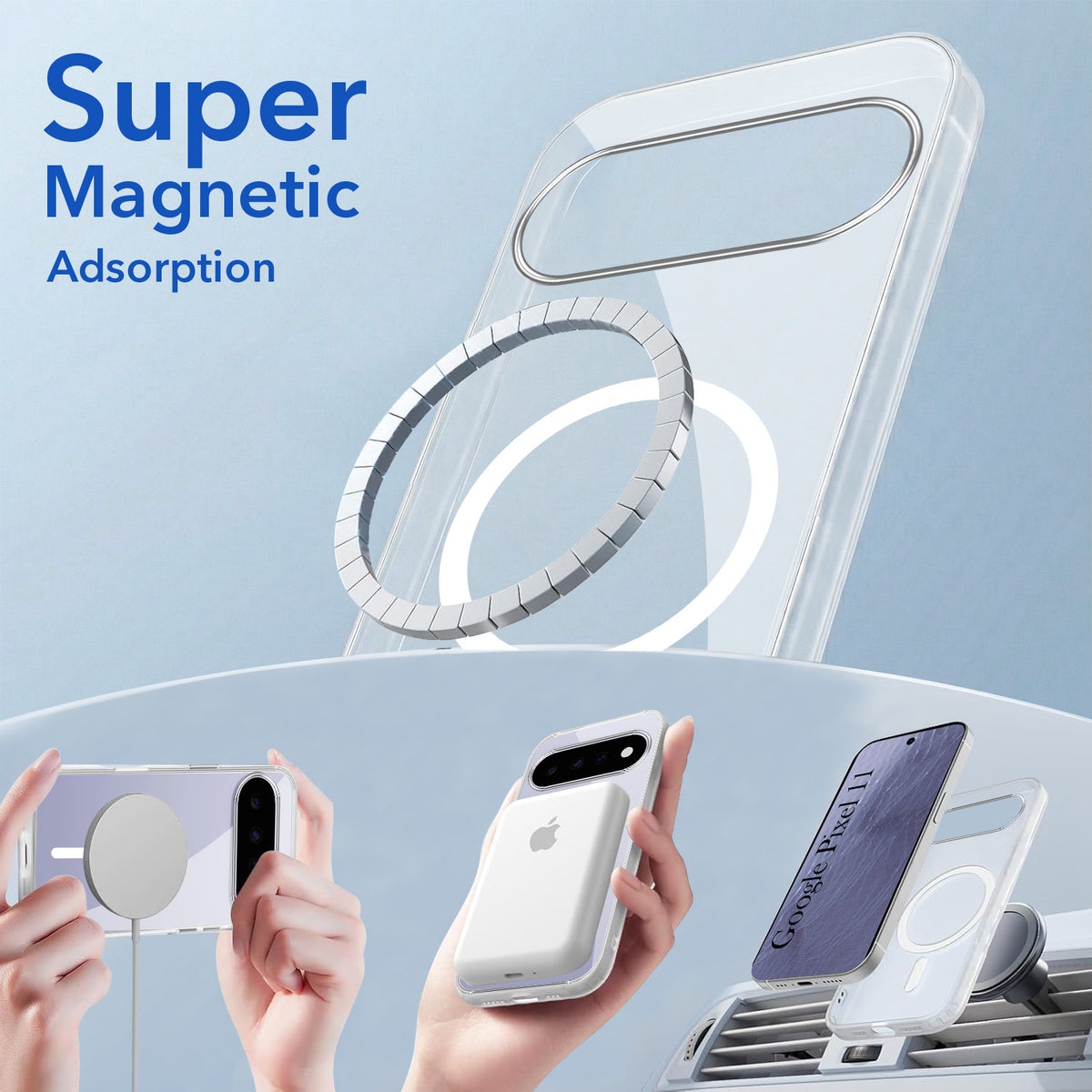For Google Pixel 11 Back Cover Case Lifetime Anti-Yellow MagSafe Compatible Clear (Sleek Hard Crystal | Shockproof and Camera Protection)