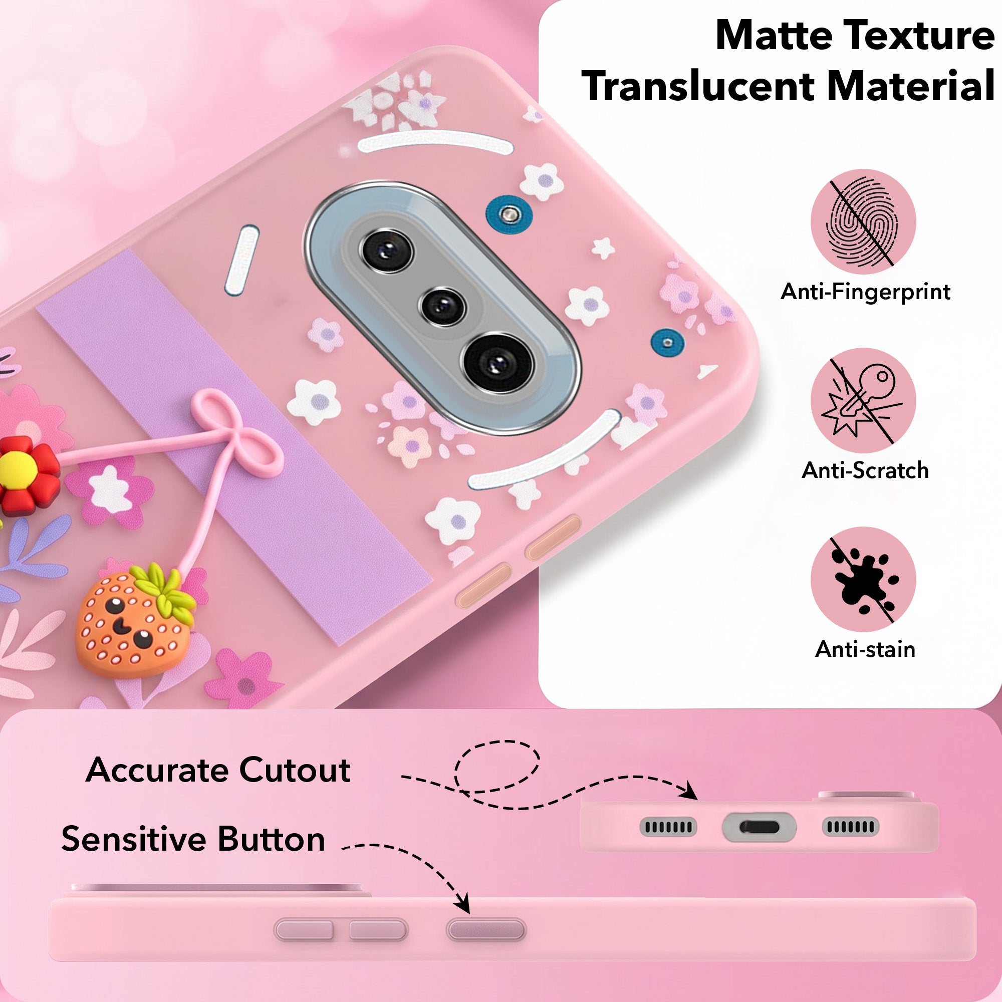 For Nothing Phone 3A 5G Back Cover Case (3D Cute Cartoons | Hard Back Side Soft | Matte Premium Finish | HD Printing)