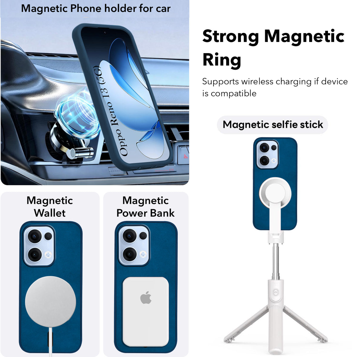 For Oppo Reno13 5G | Oppo Reno 13 5G Back Cover Case Leather Finish (MagSafe Compatible Wireless Charging | Soft Touch | Camera Bump Protection)