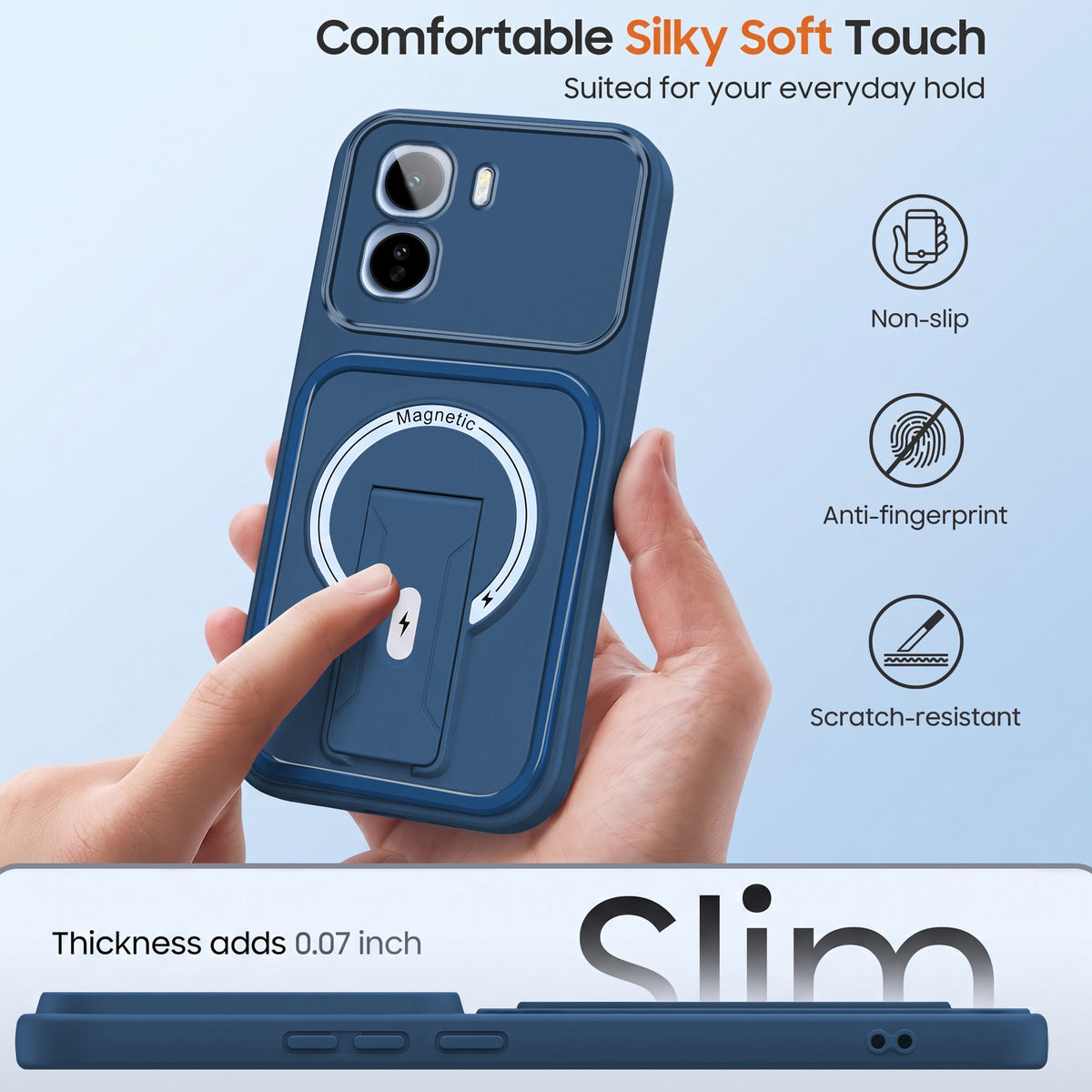 For Vivo T5 Pro 5G Back Case Cover Metallic (Hybrid Armor Kickstand | MagSafe Compatible | Camera Protection Shockproof)