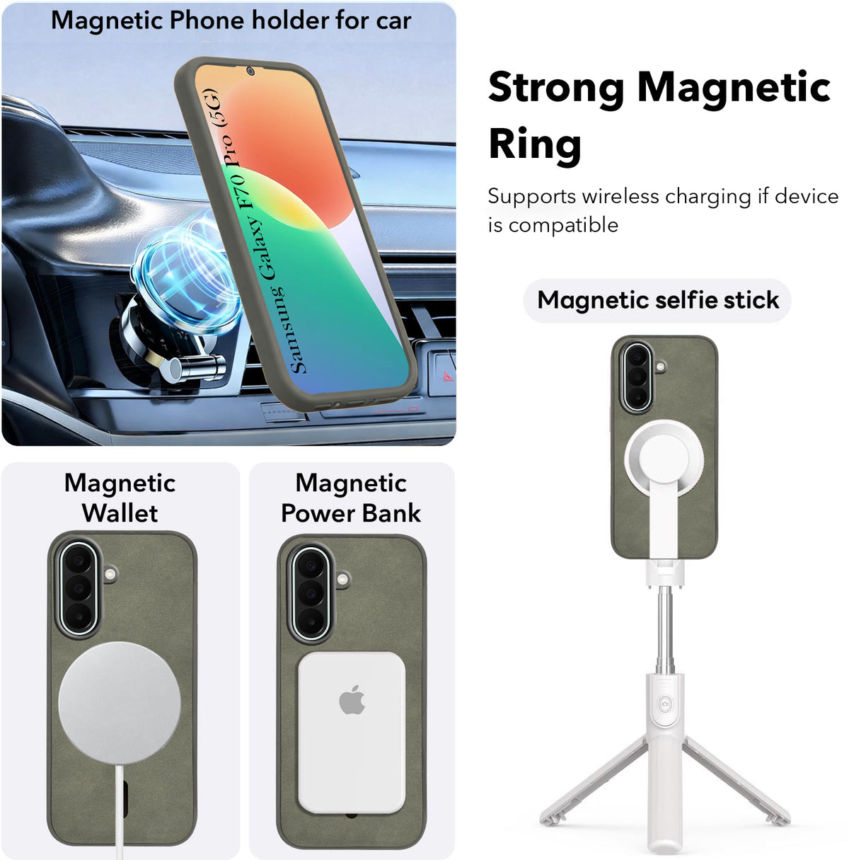 For Samsung Galaxy F70 Pro 5G Back Cover Case Leather Finish (MagSafe Compatible Wireless Charging | Soft Touch | Camera Bump Protection)