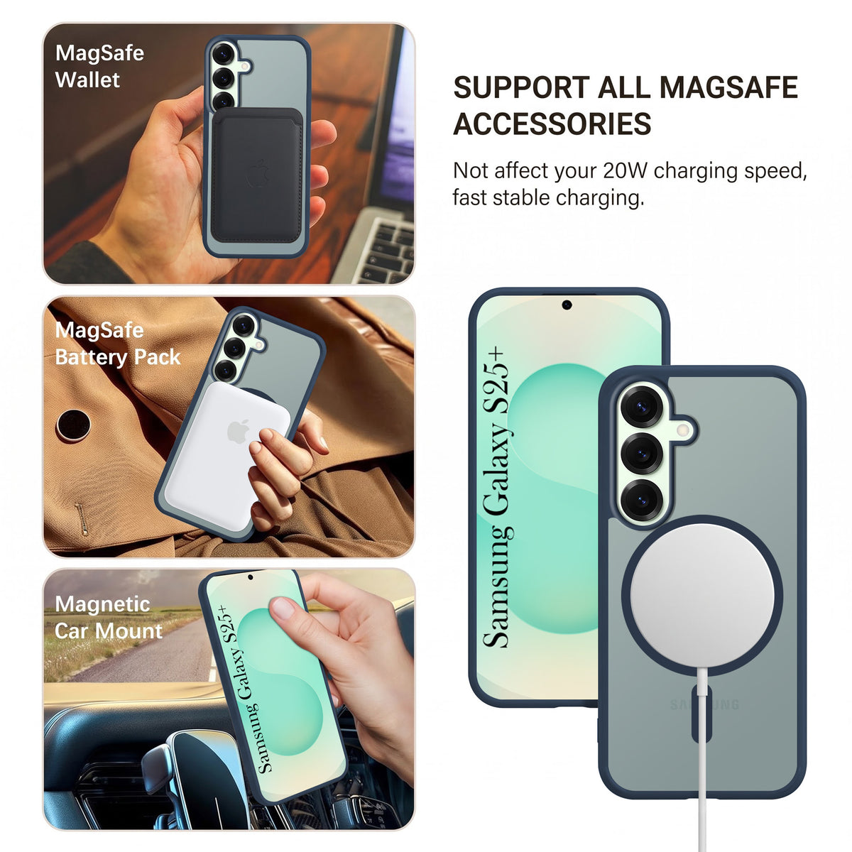 For Samsung Galaxy S25 Plus Matte Finish Back Case Cover (MagSafe Compatible | Translucent Soft Touch | Slim and Unbreakable)